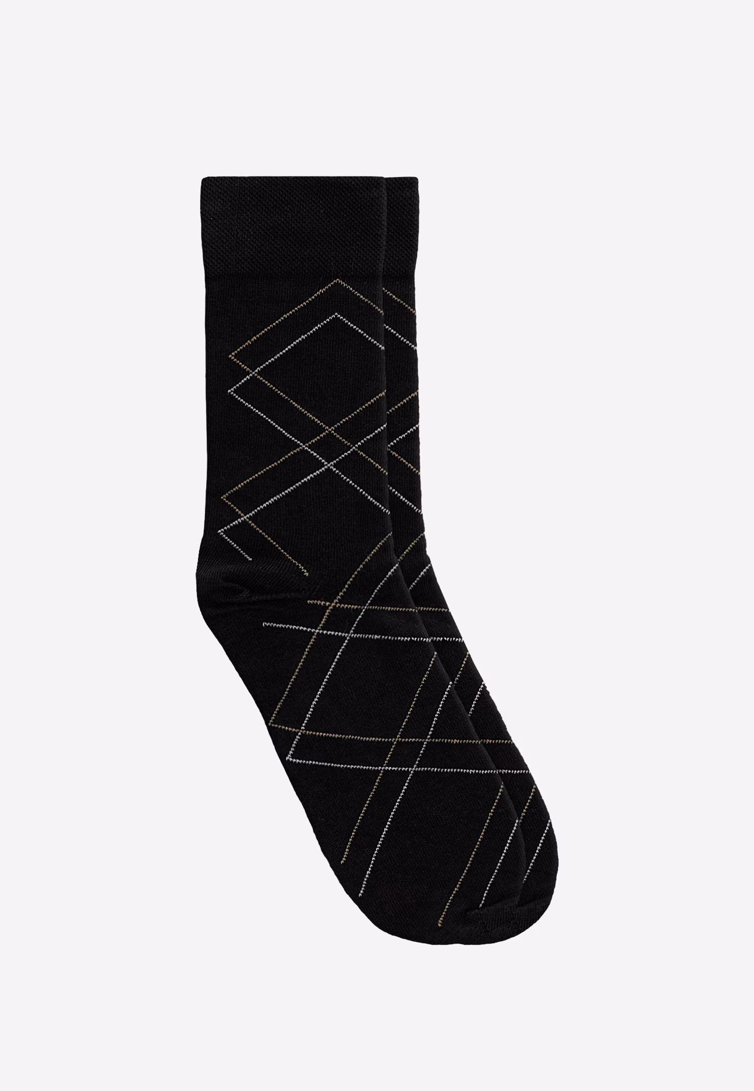 Czarne wysokie skarpety ze wzorem w romby