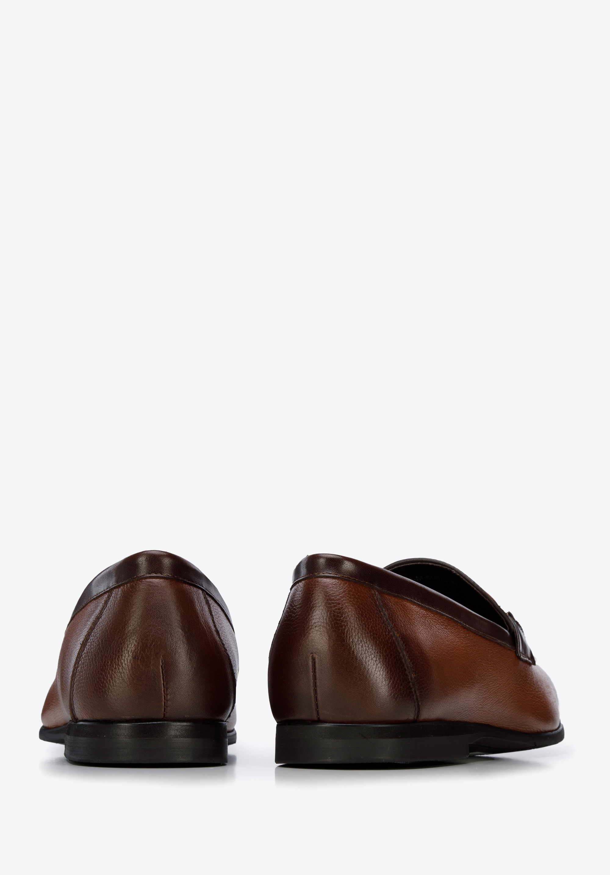 Męskie mokasyny skórzane z klamerką i plecionką