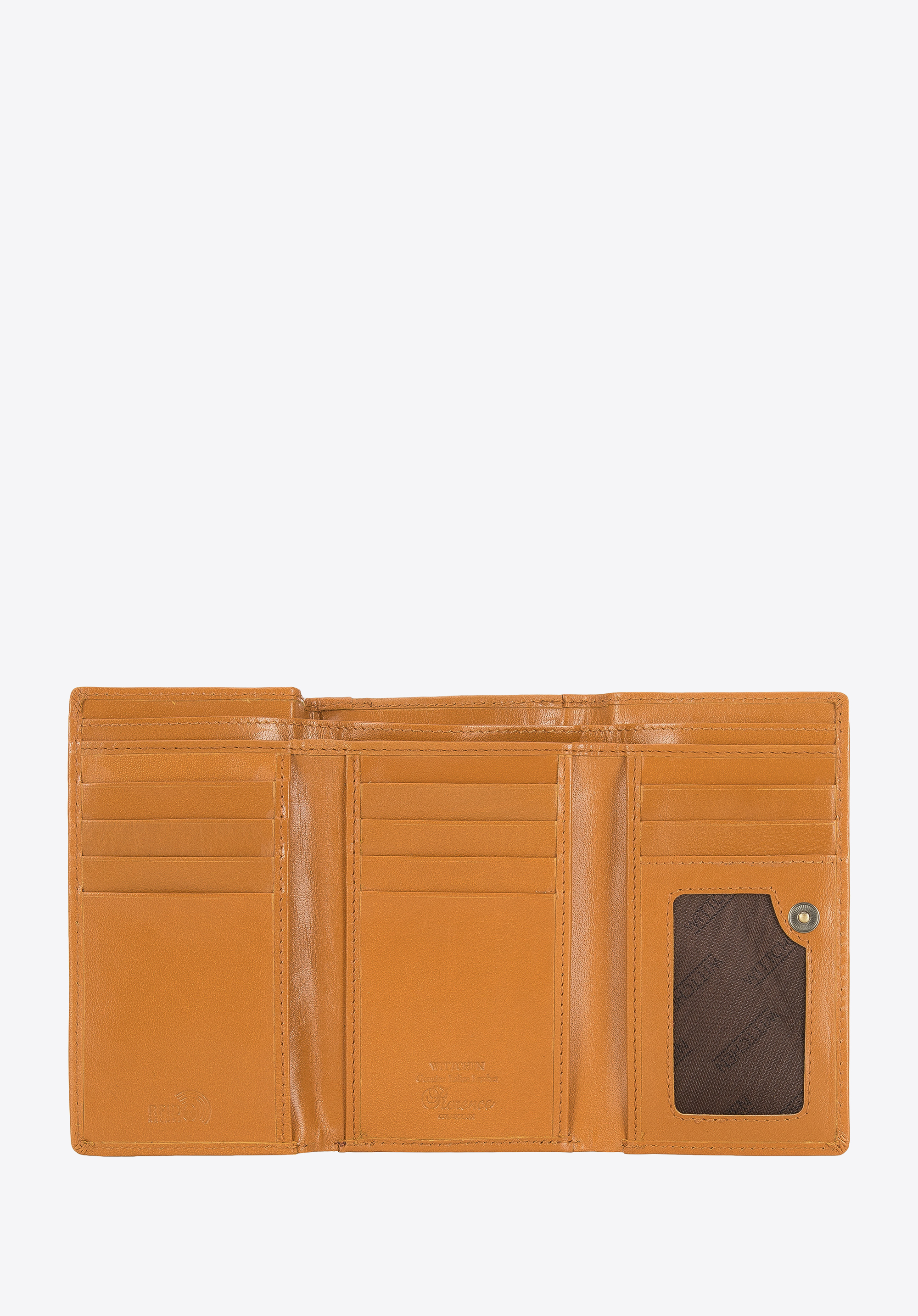 Damski portfel z gładkiej skóry średni