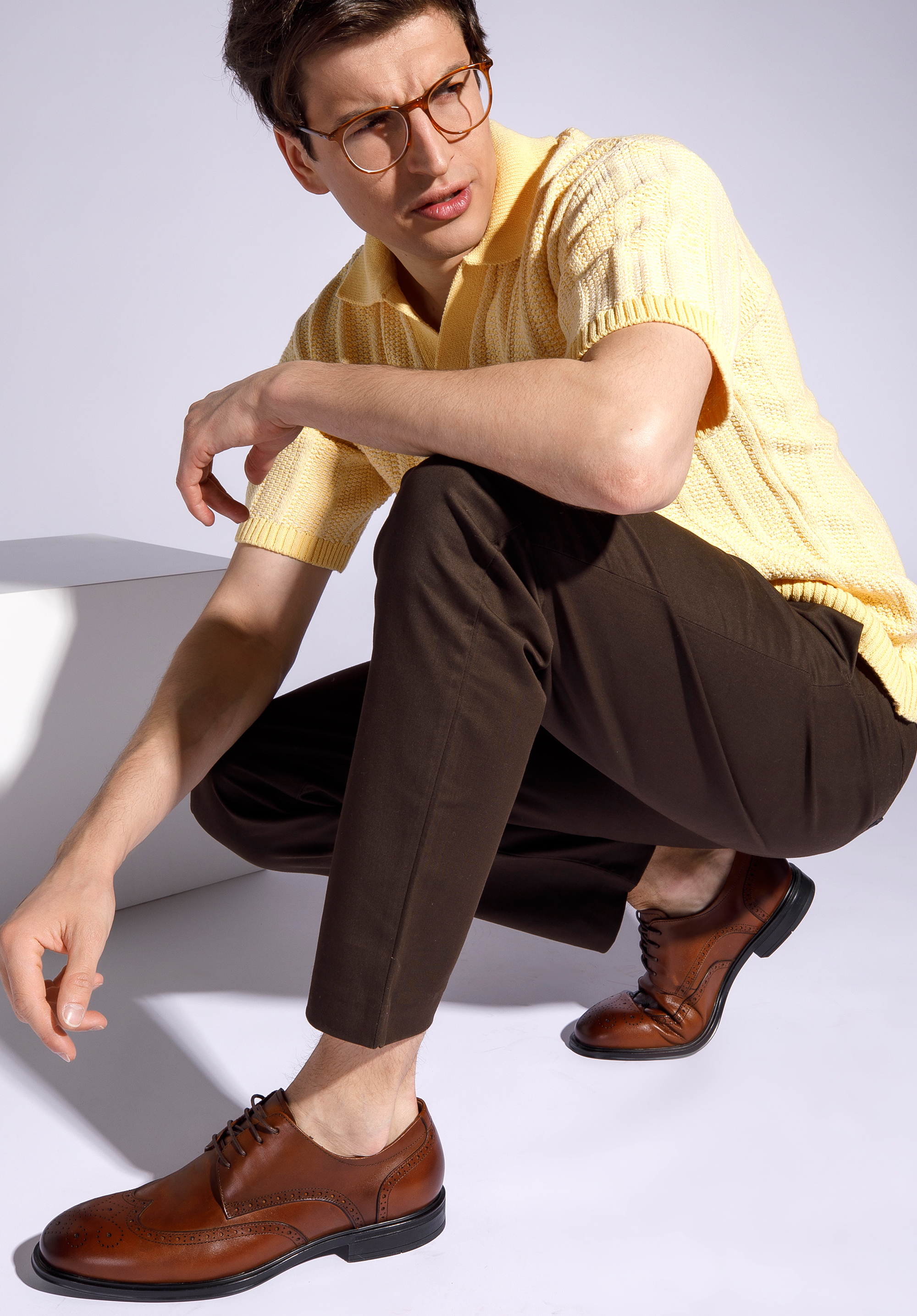 Męskie pełne brogsy ze skóry