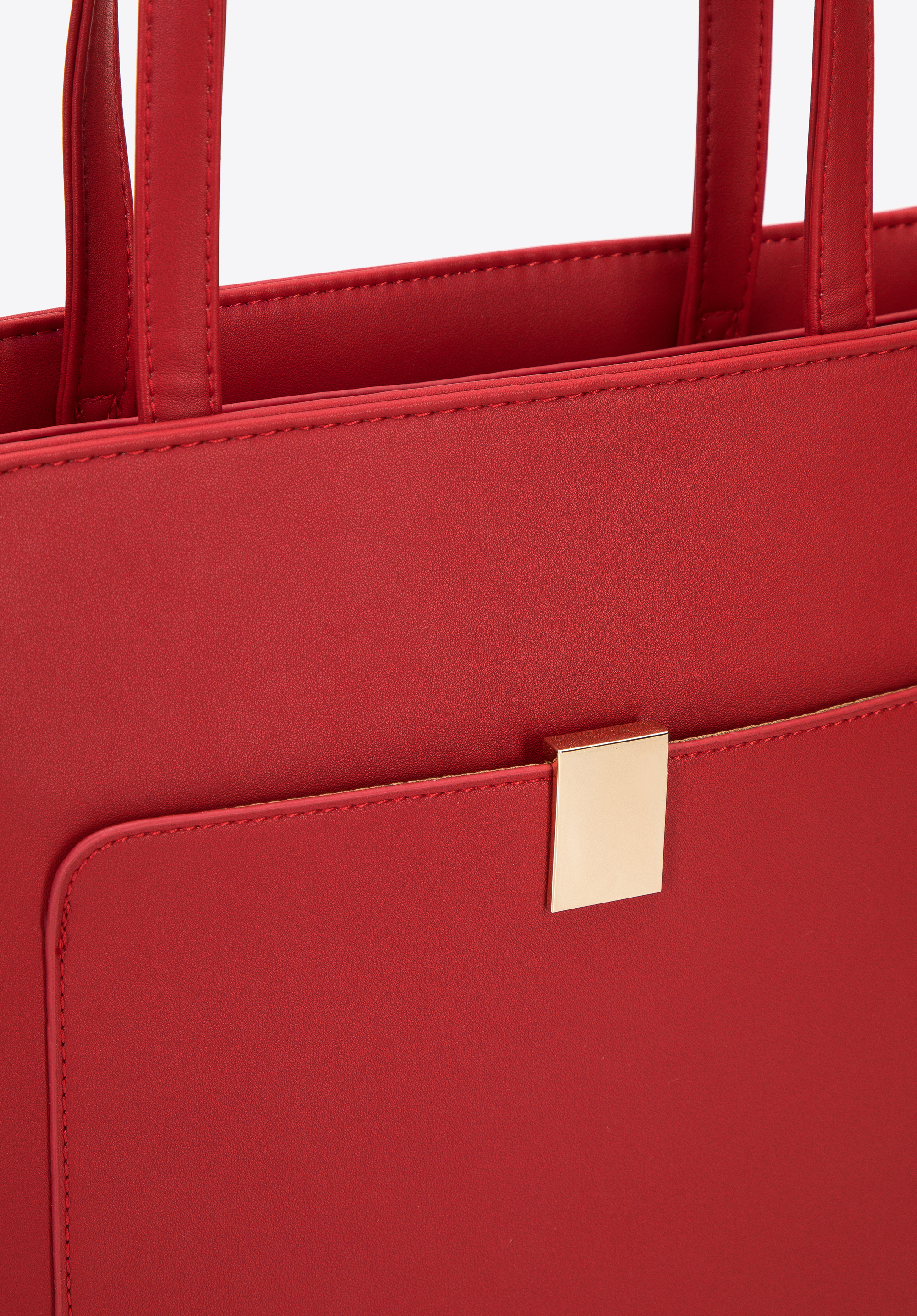 Torebka shopperka z ekoskóry z prostokątną klamrą