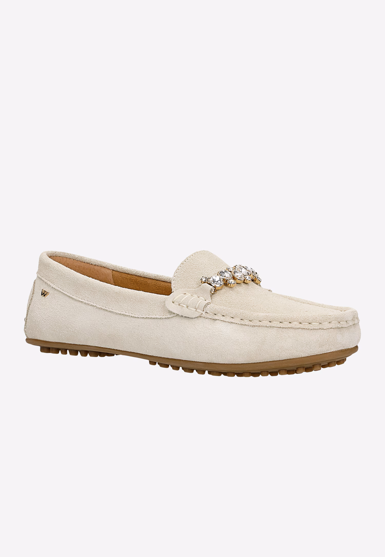 Czarne mokasyny damskie z kryształową ozdobą