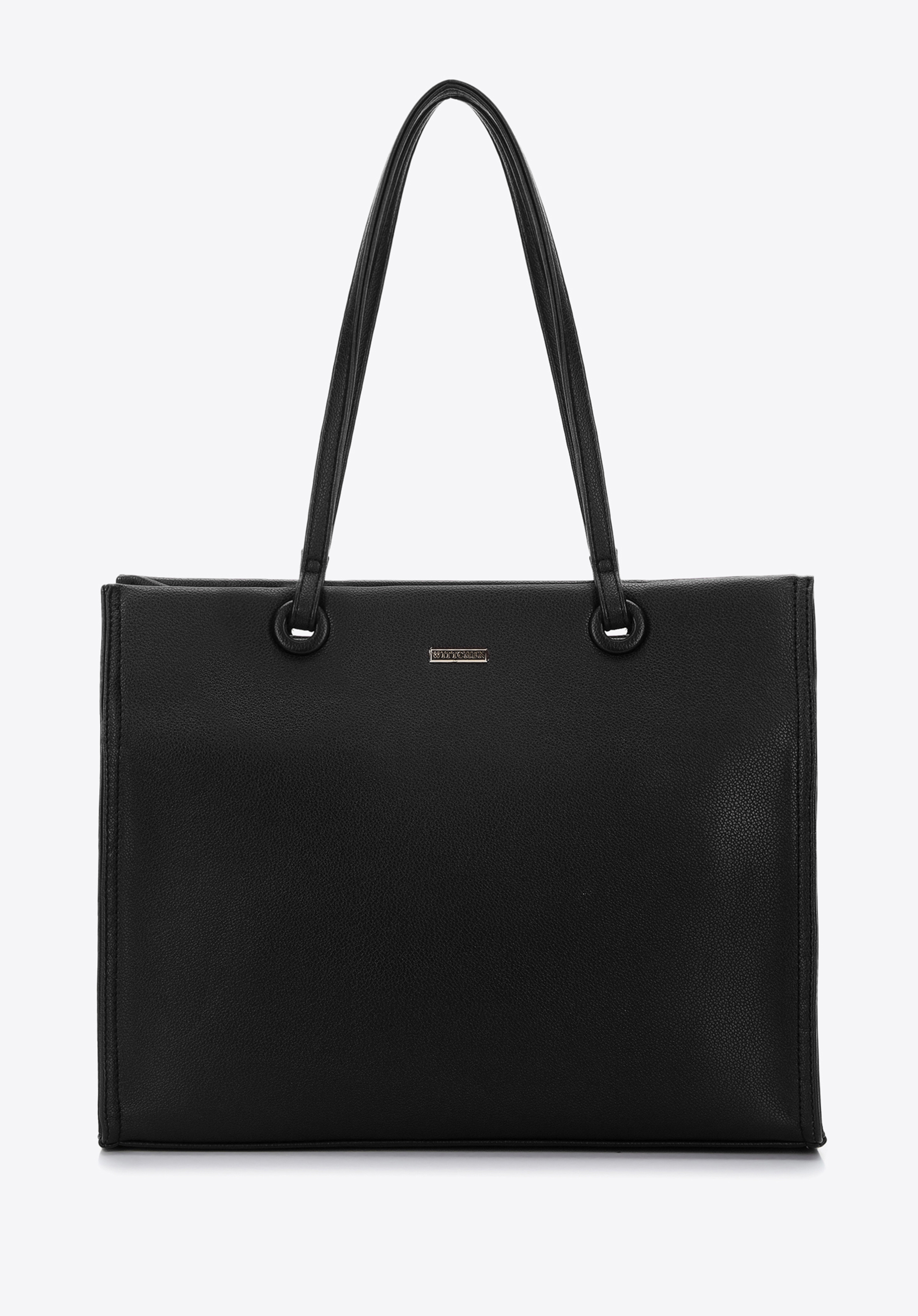 Torebka shopperka z ekoskóry z ozdobnymi kółkami prosta