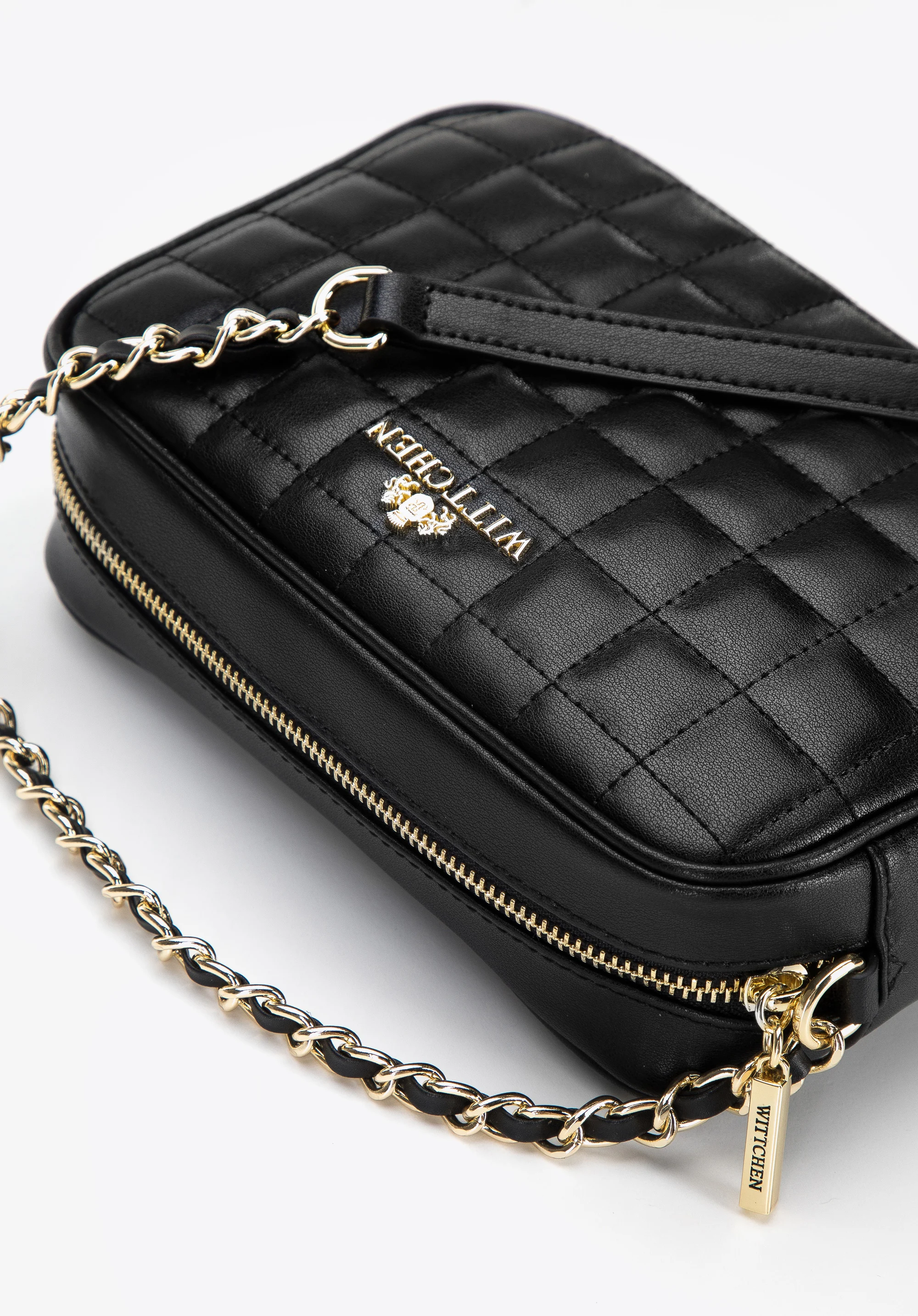 Damska listonoszka skórzana pikowana na łańcuszku