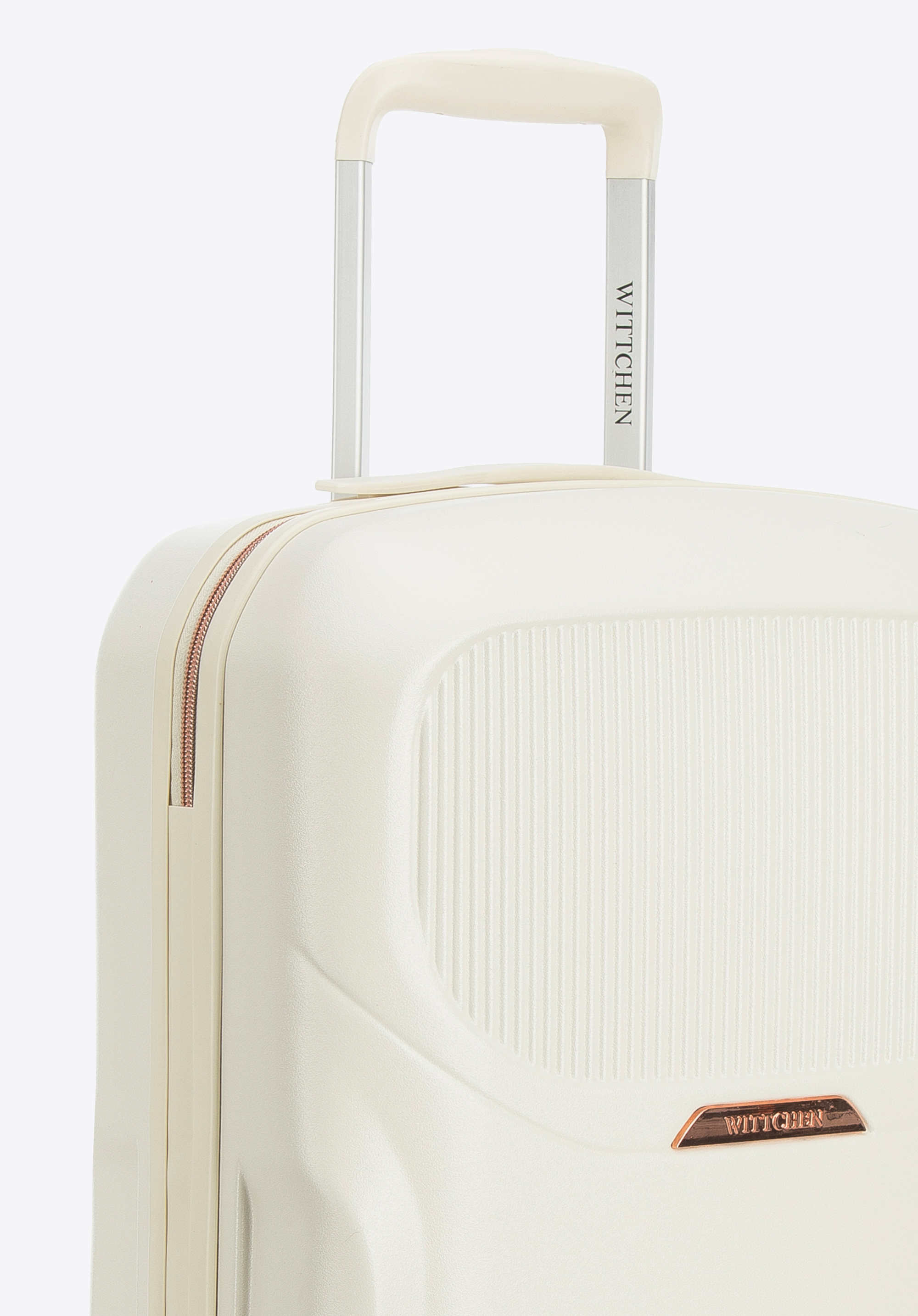 Walizka kabinowa z polikarbonu z suwakiem w kolorze różowego złota