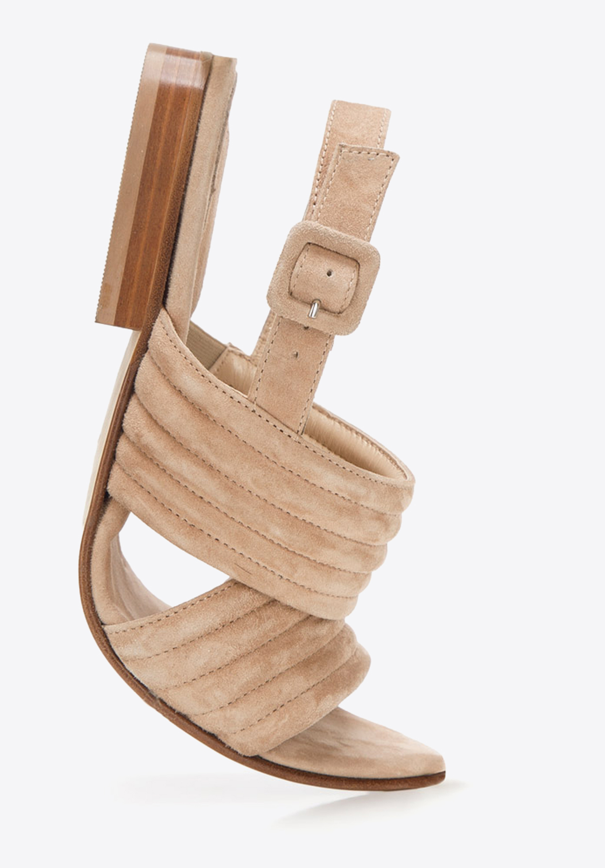 Damskie sandały zamszowe pikowane