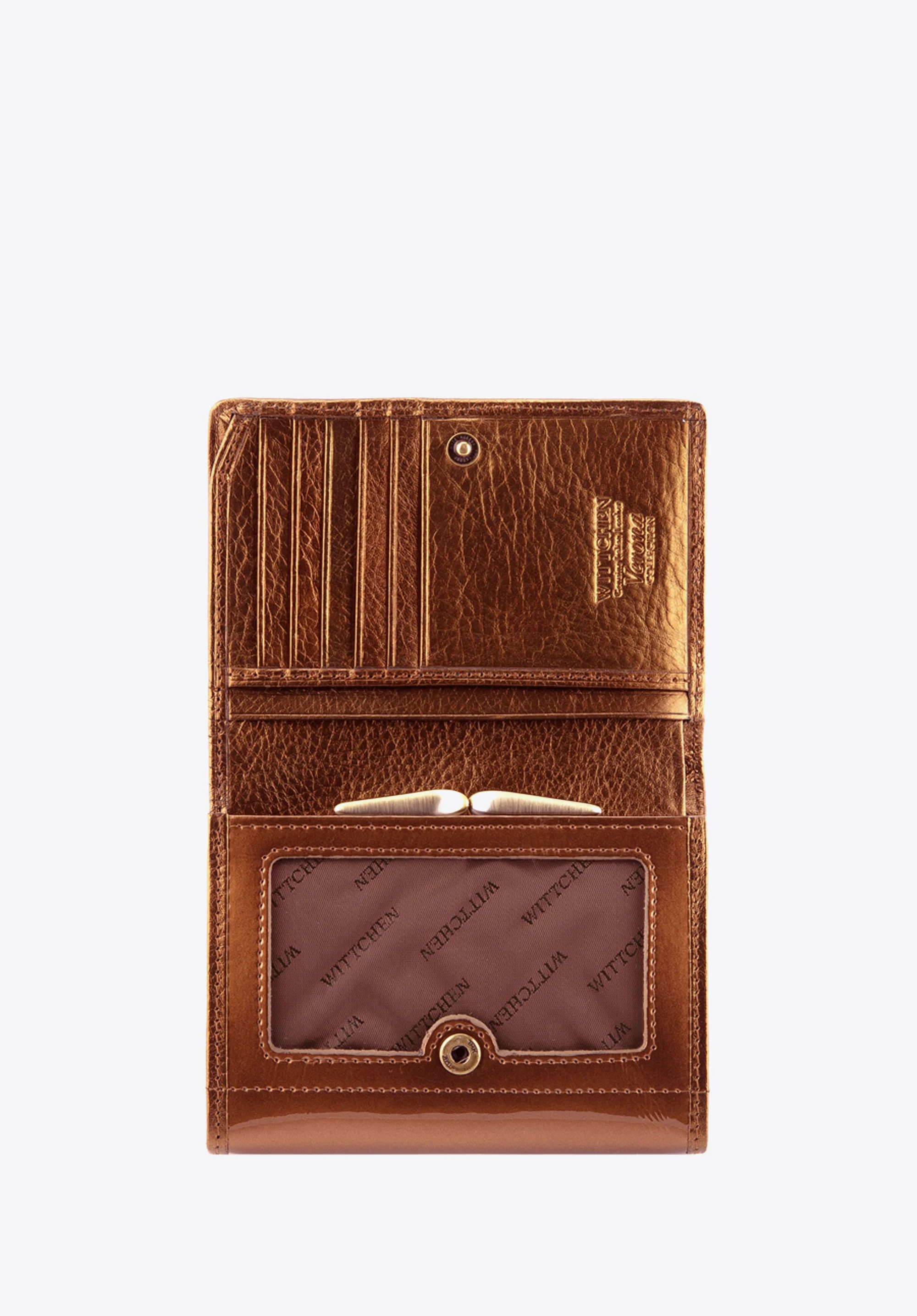 Damski portfel ze skóry lakierowany średni