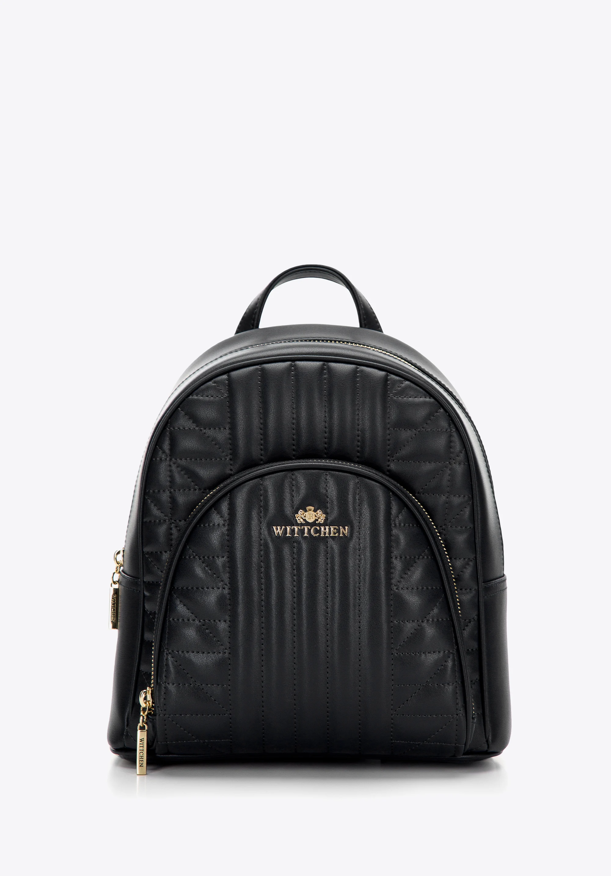 Damski plecak z pikowanej skóry z kieszenią z przodu