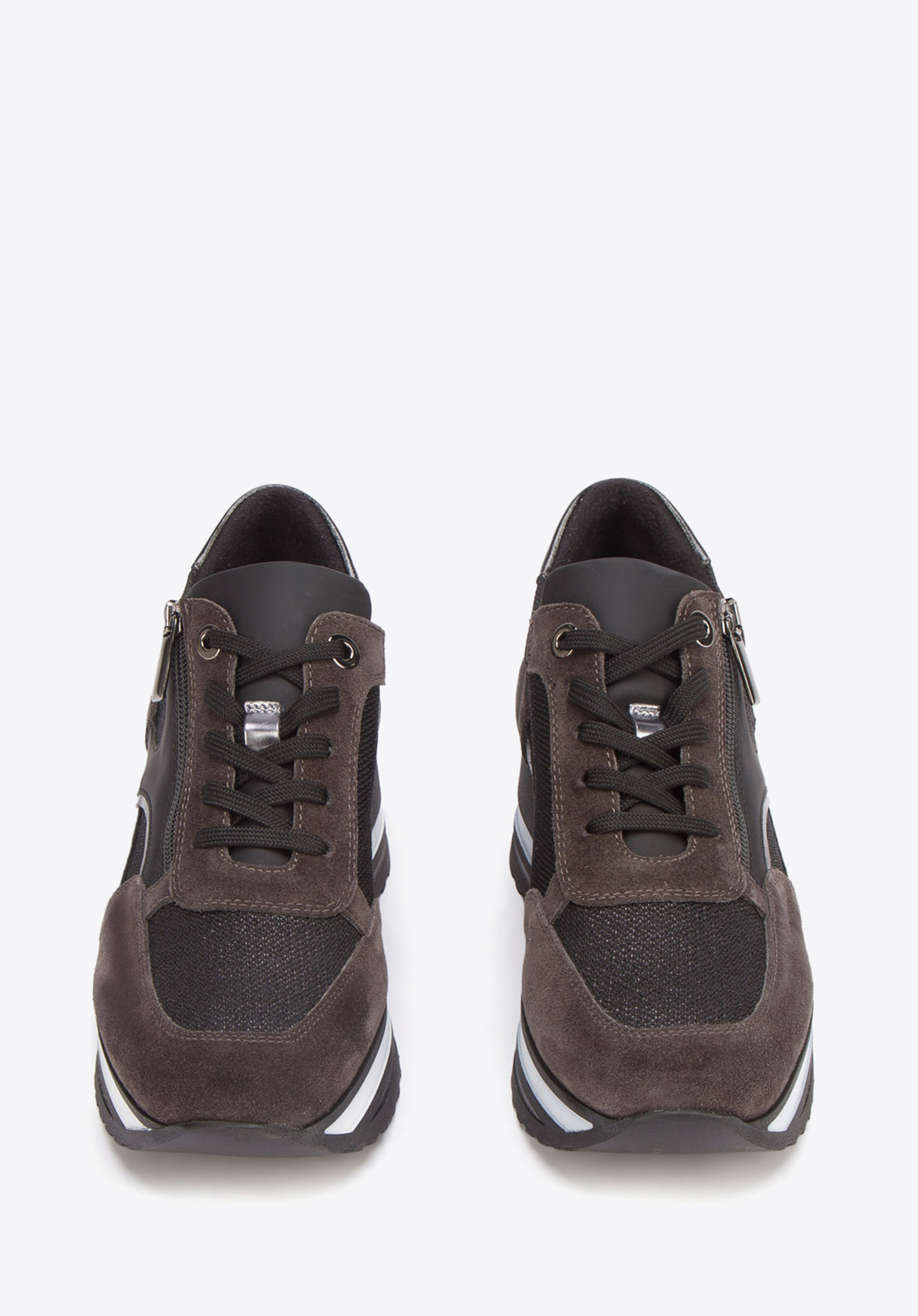 Damskie sneakersy zamszowe z suwakiem