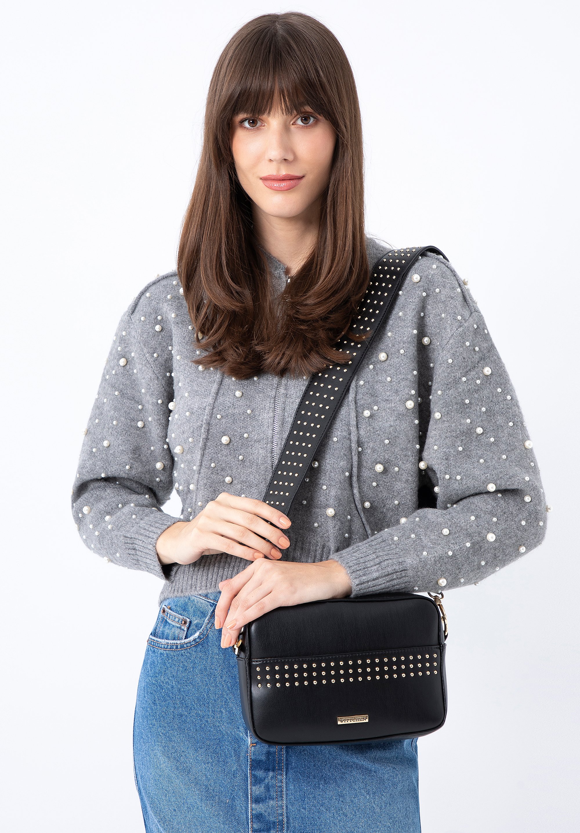 Damska listonoszka pudełkowa z nitami