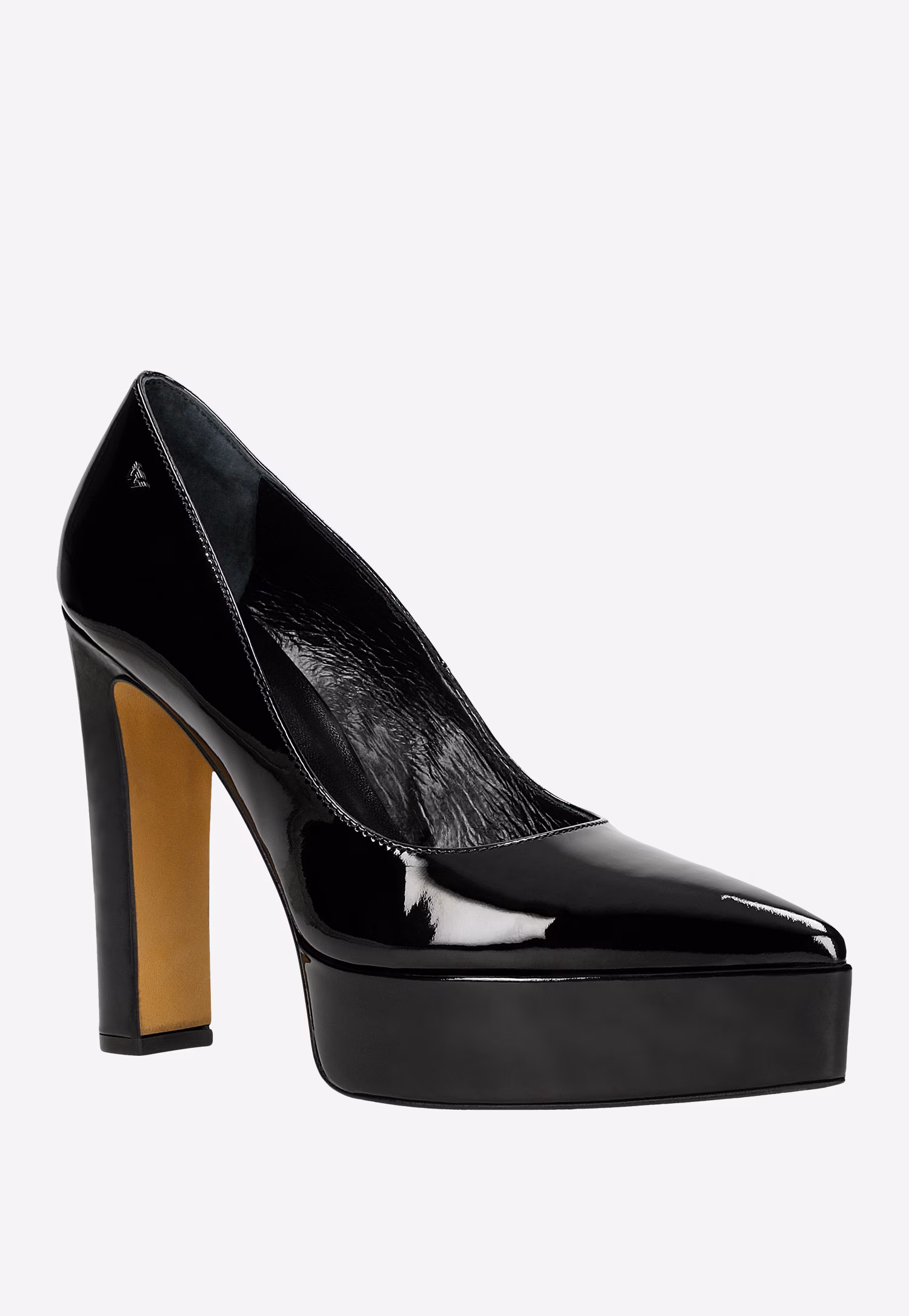 Czarne lakierowane czółenka damskie na wysokim obcasie