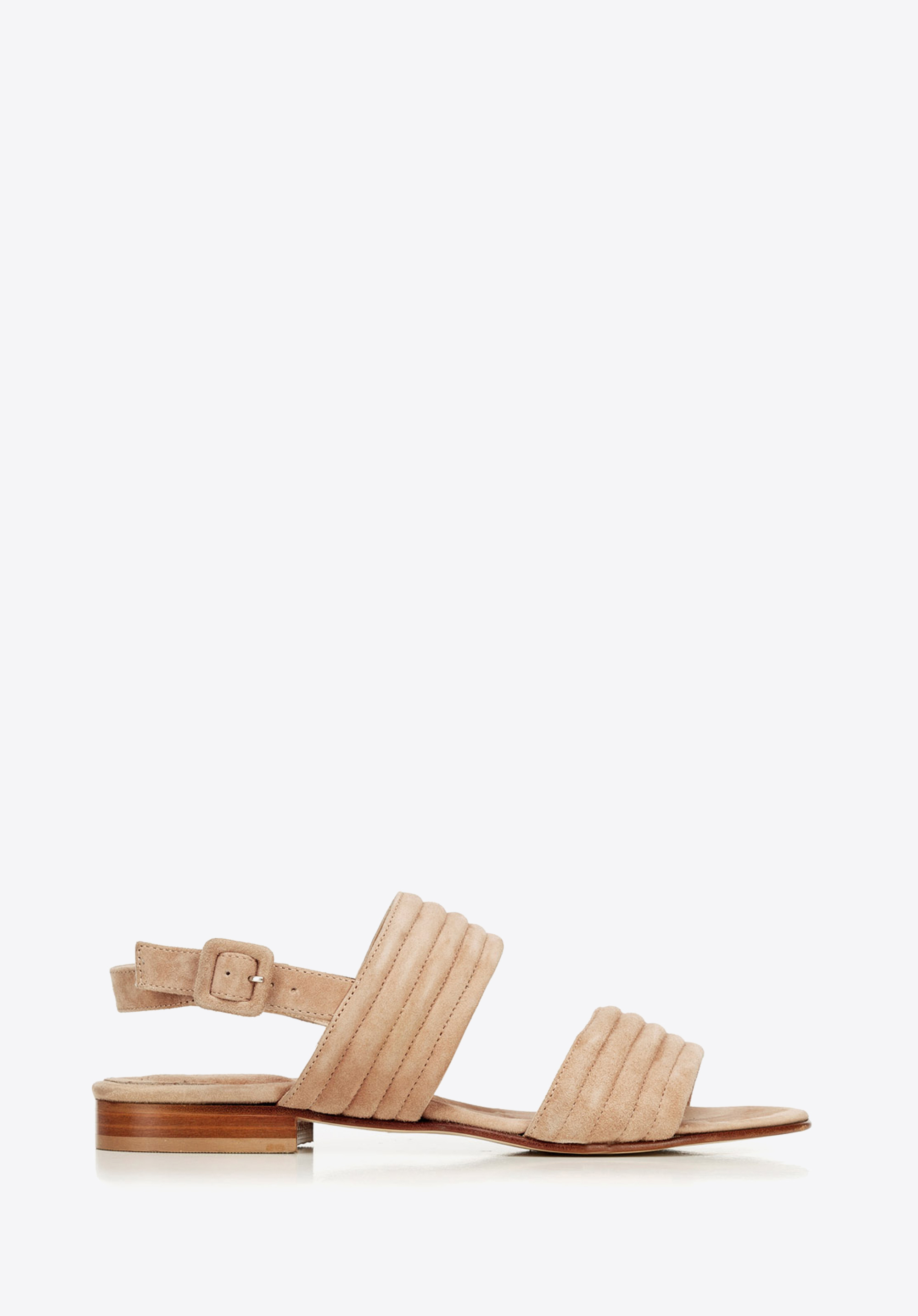 Damskie sandały zamszowe pikowane