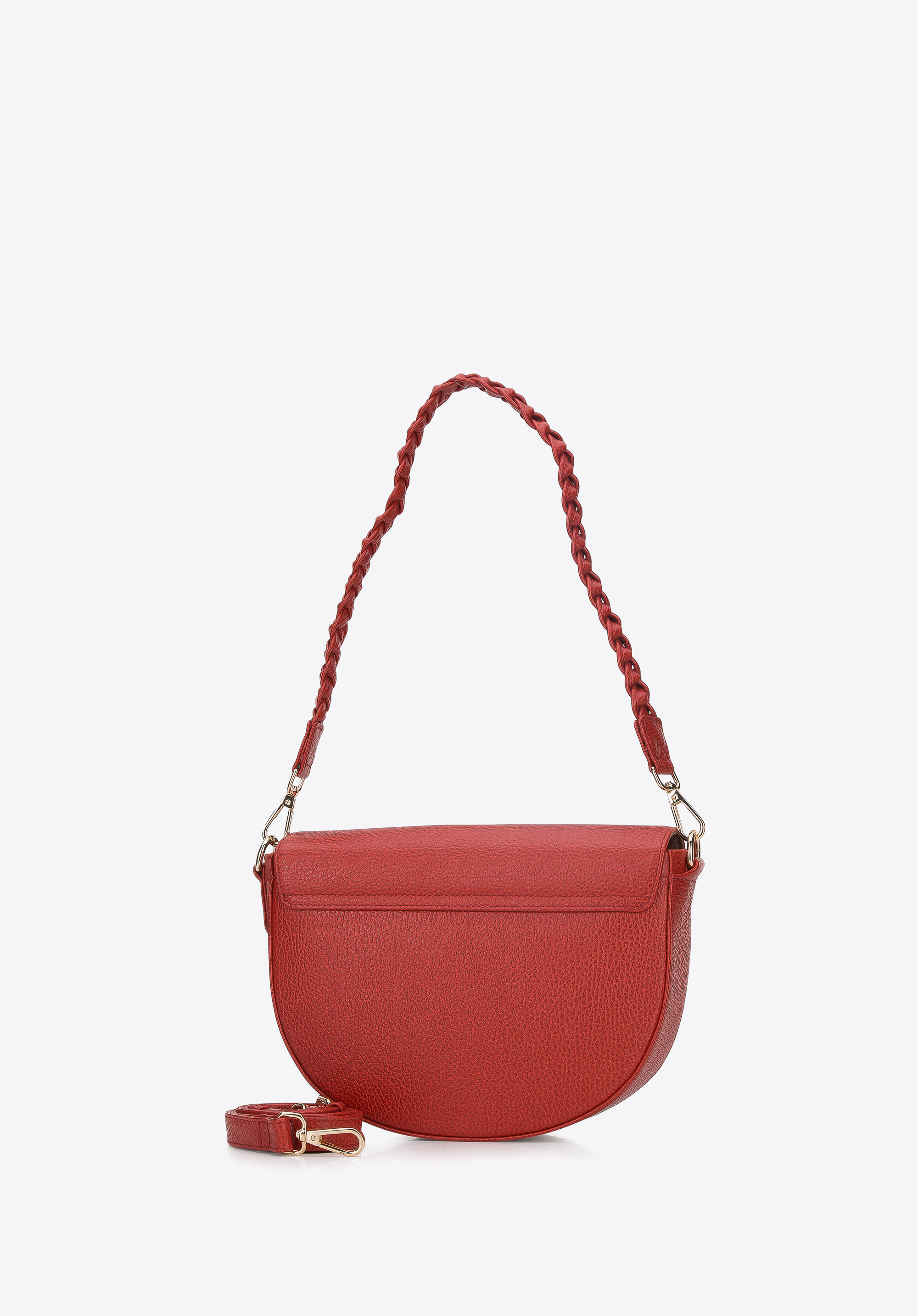 Torebka saddle bag skórzana z plecionym paskiem