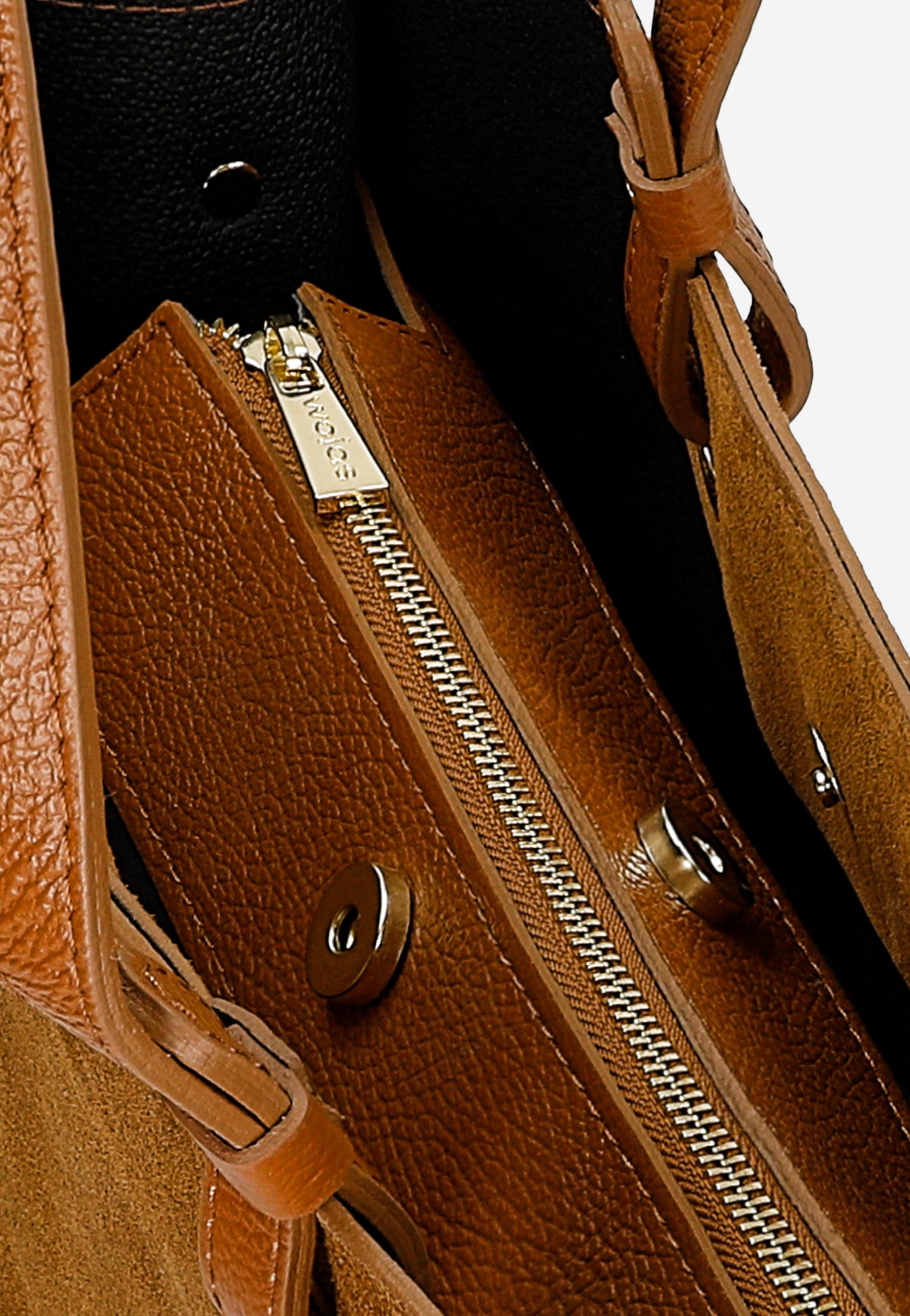 Duża jasnobrązowa torebka damska z dwoiny