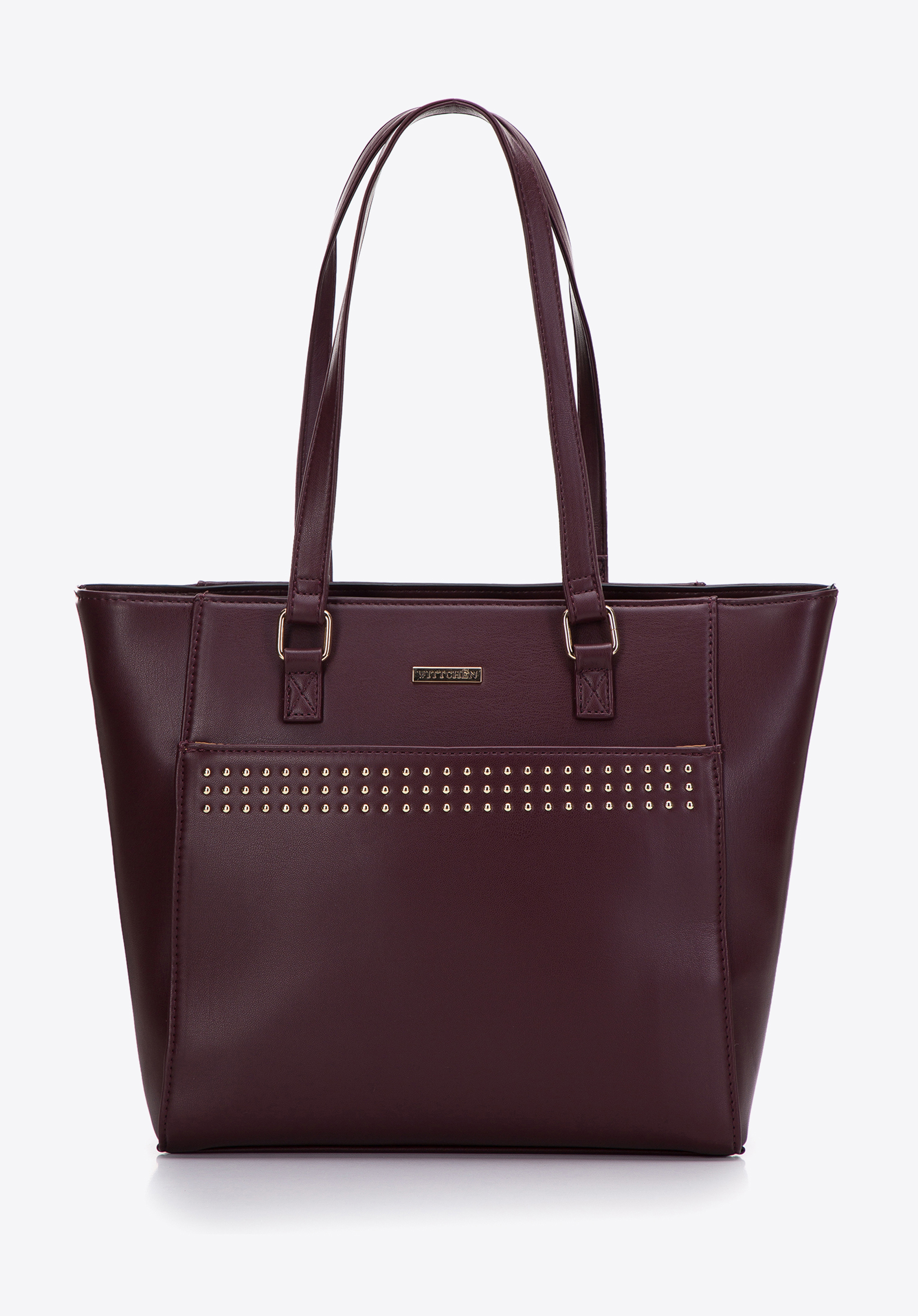 Torebka shopperka z ekoskóry z nitami