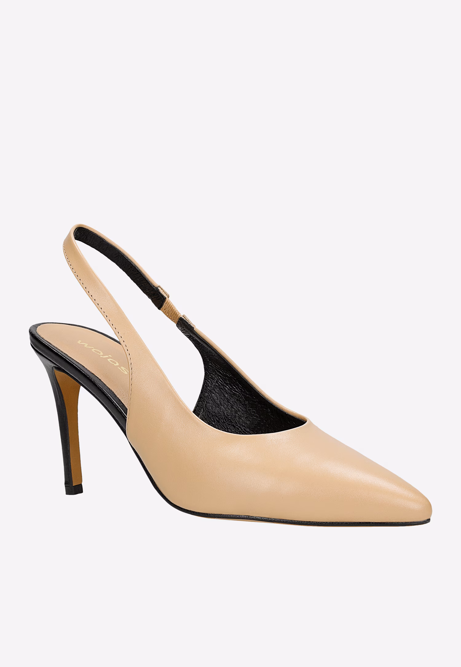 Beżowo-czarne szpilki damskie z odkrytą piętą