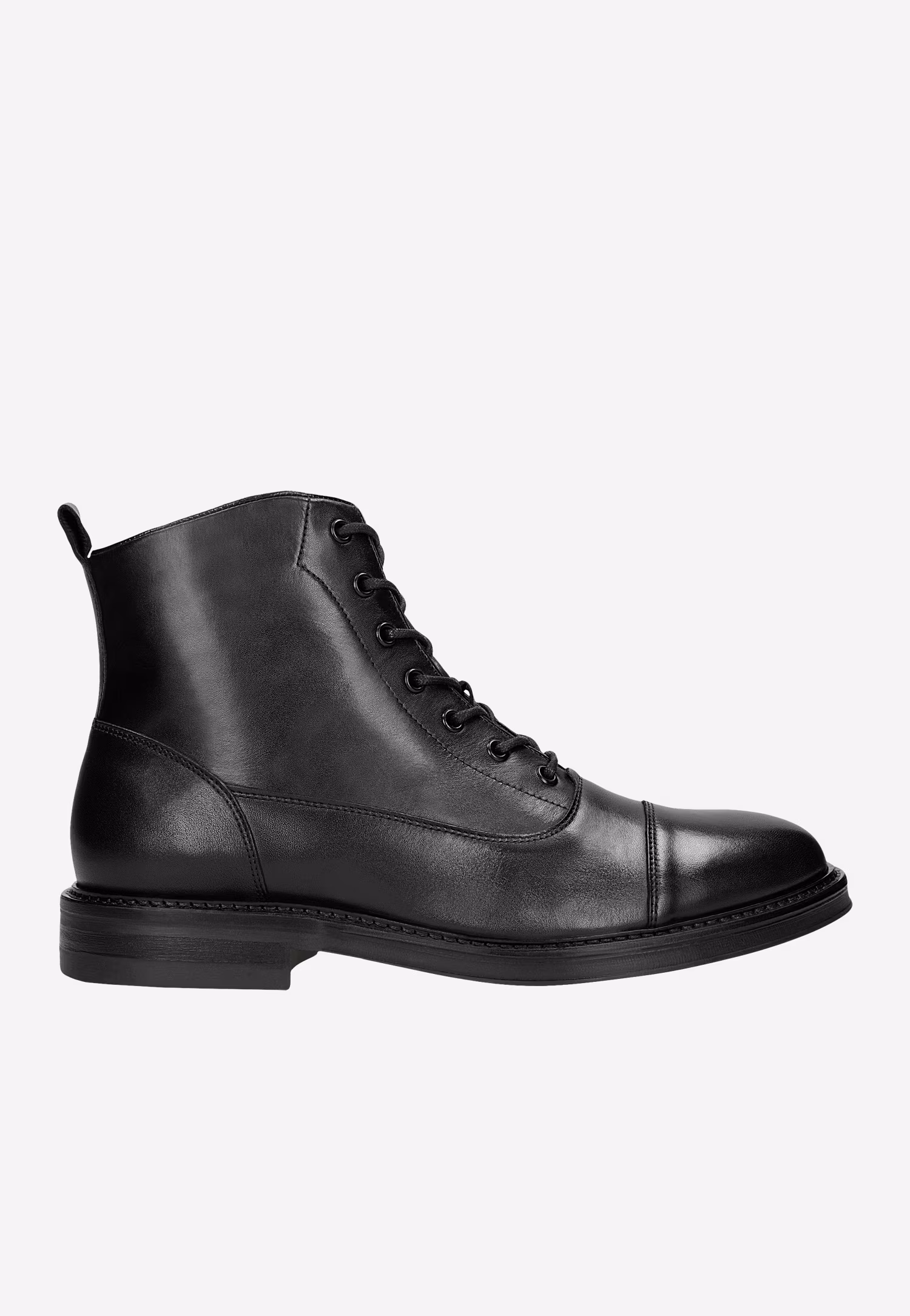 Czarne trzewiki męskie z gładkiej skóry licowej