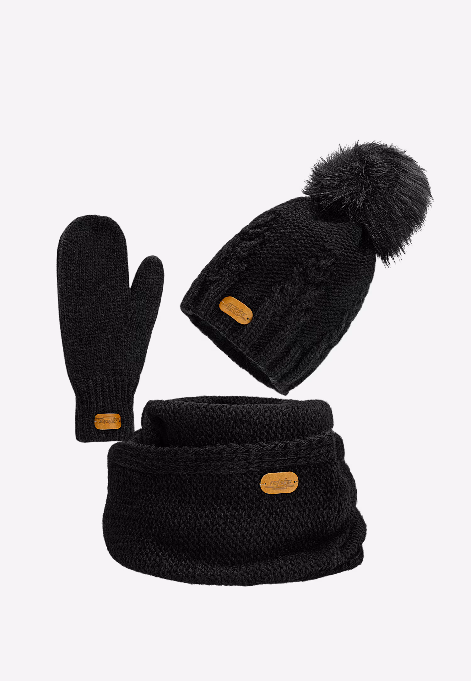 RELAKS zestaw czapka + komin + rękawiczki w kolorze beżowym