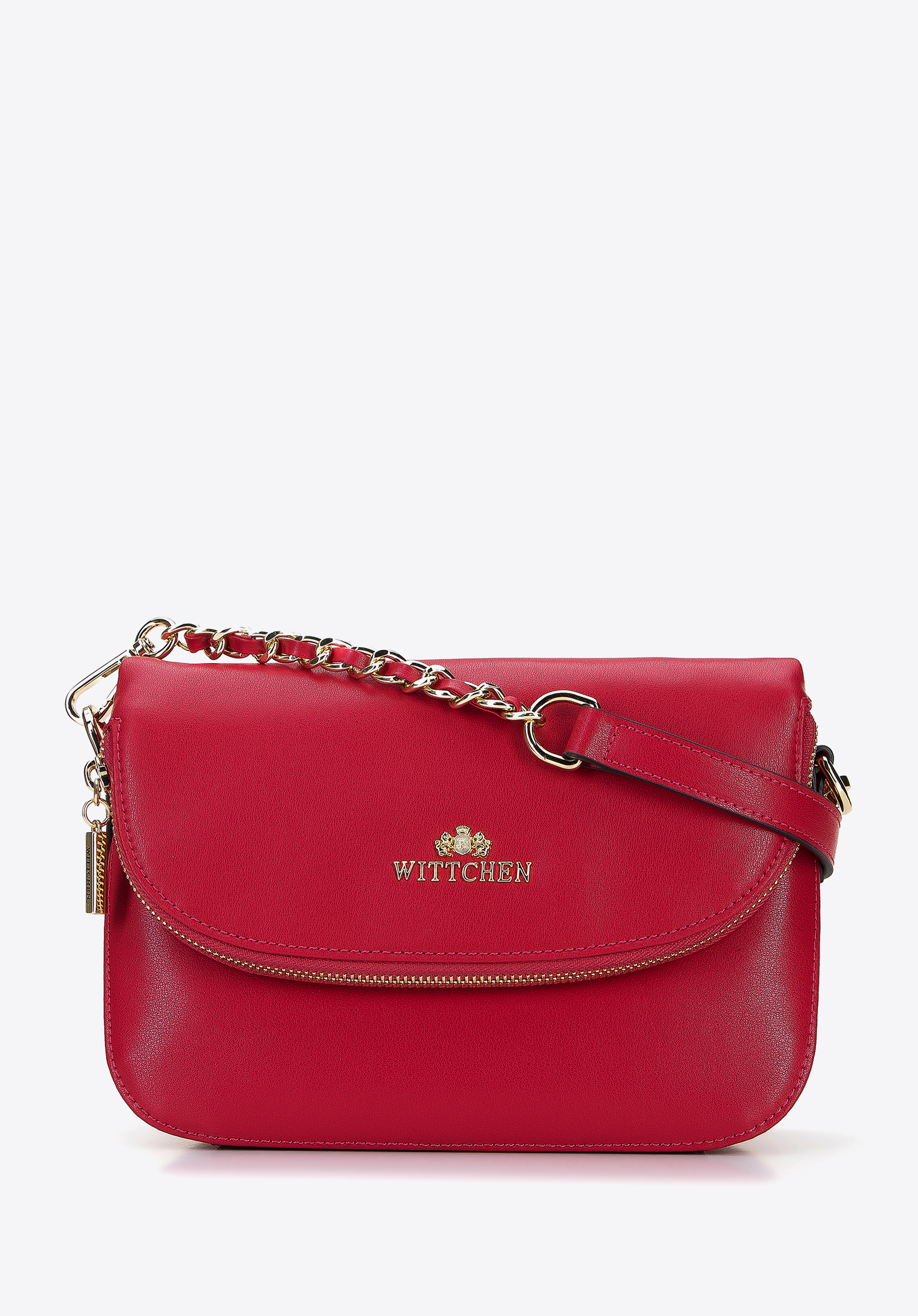 Damska listonoszka skórzana z kieszenią w klapie mała