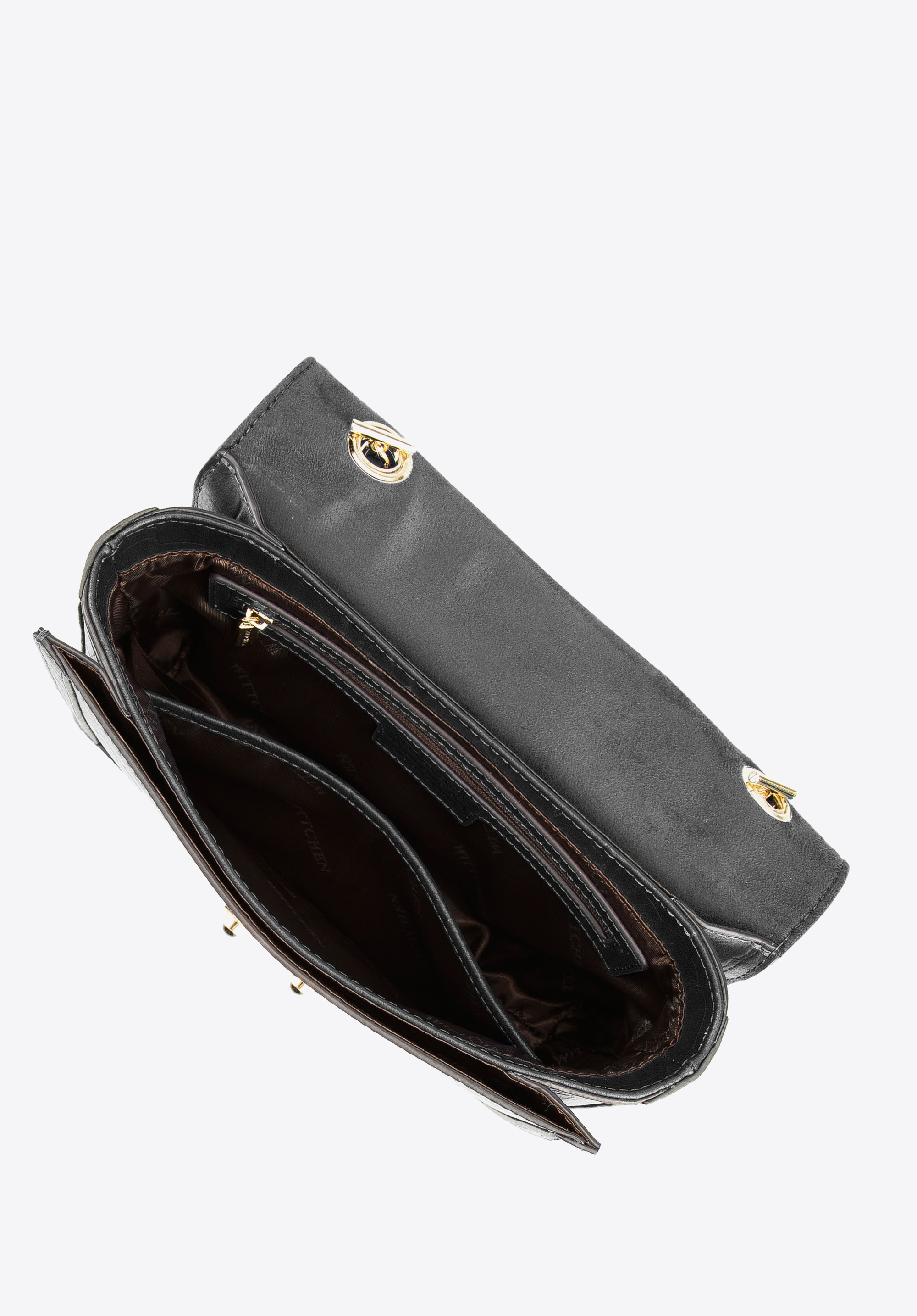 Damska listonoszka ze skóry croco z trójkątną klapą