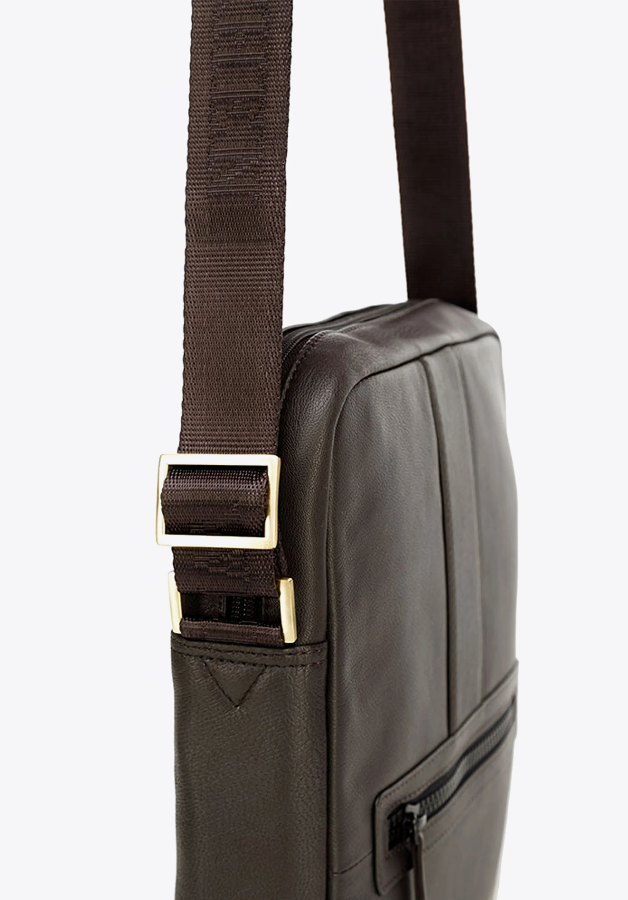 Męska listonoszka skórzana stębnowana średnia