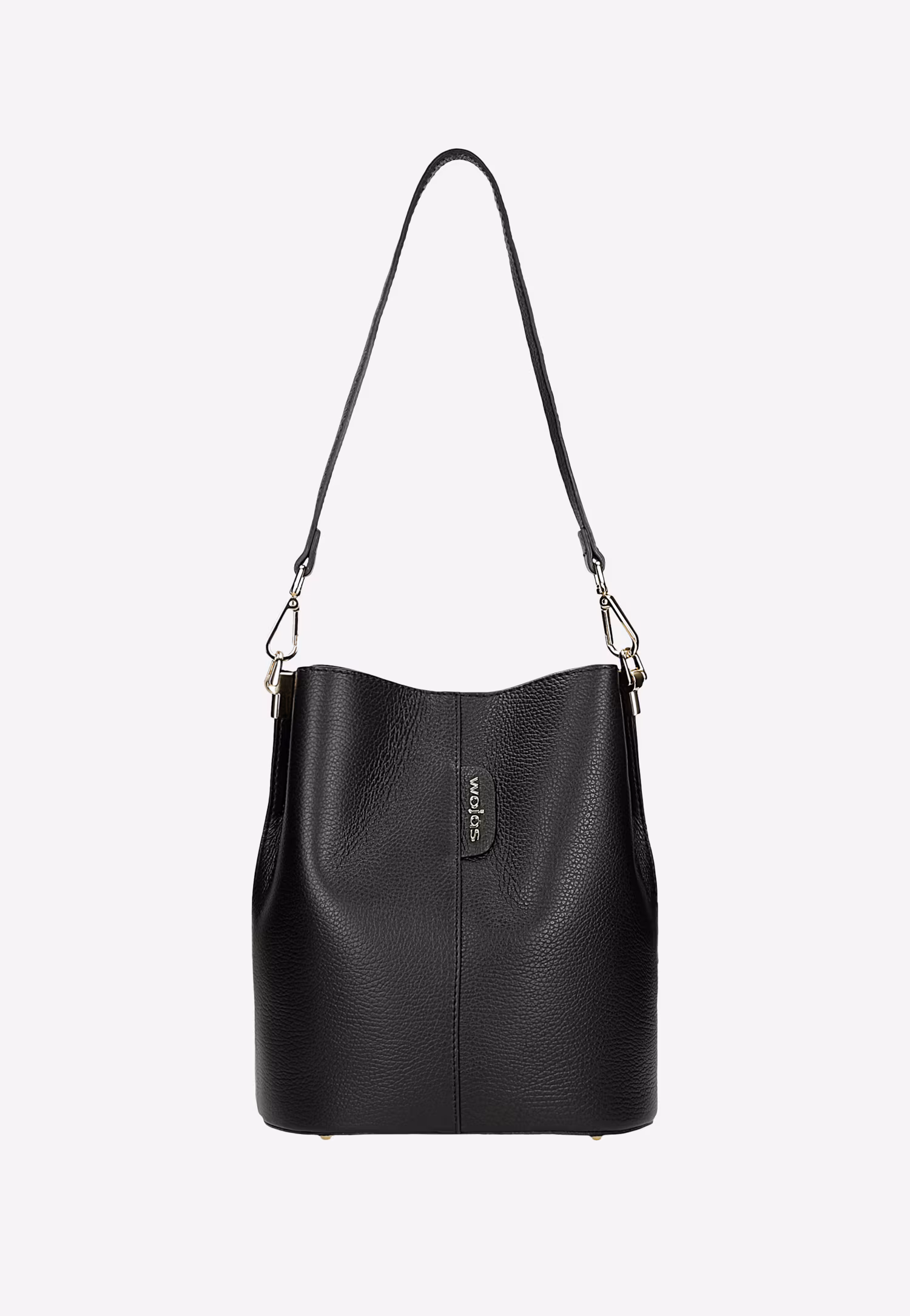 Beżowa skórzana torebka damska bucket bag