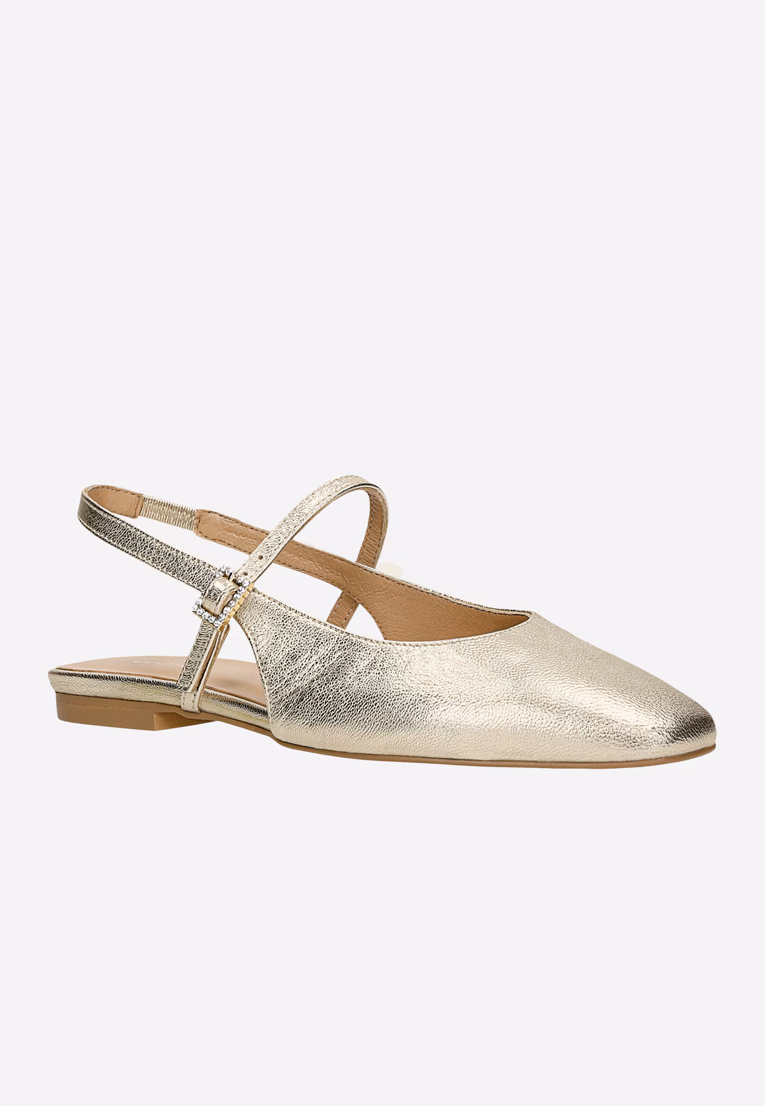 Złote baleriny z odkrytą piętą