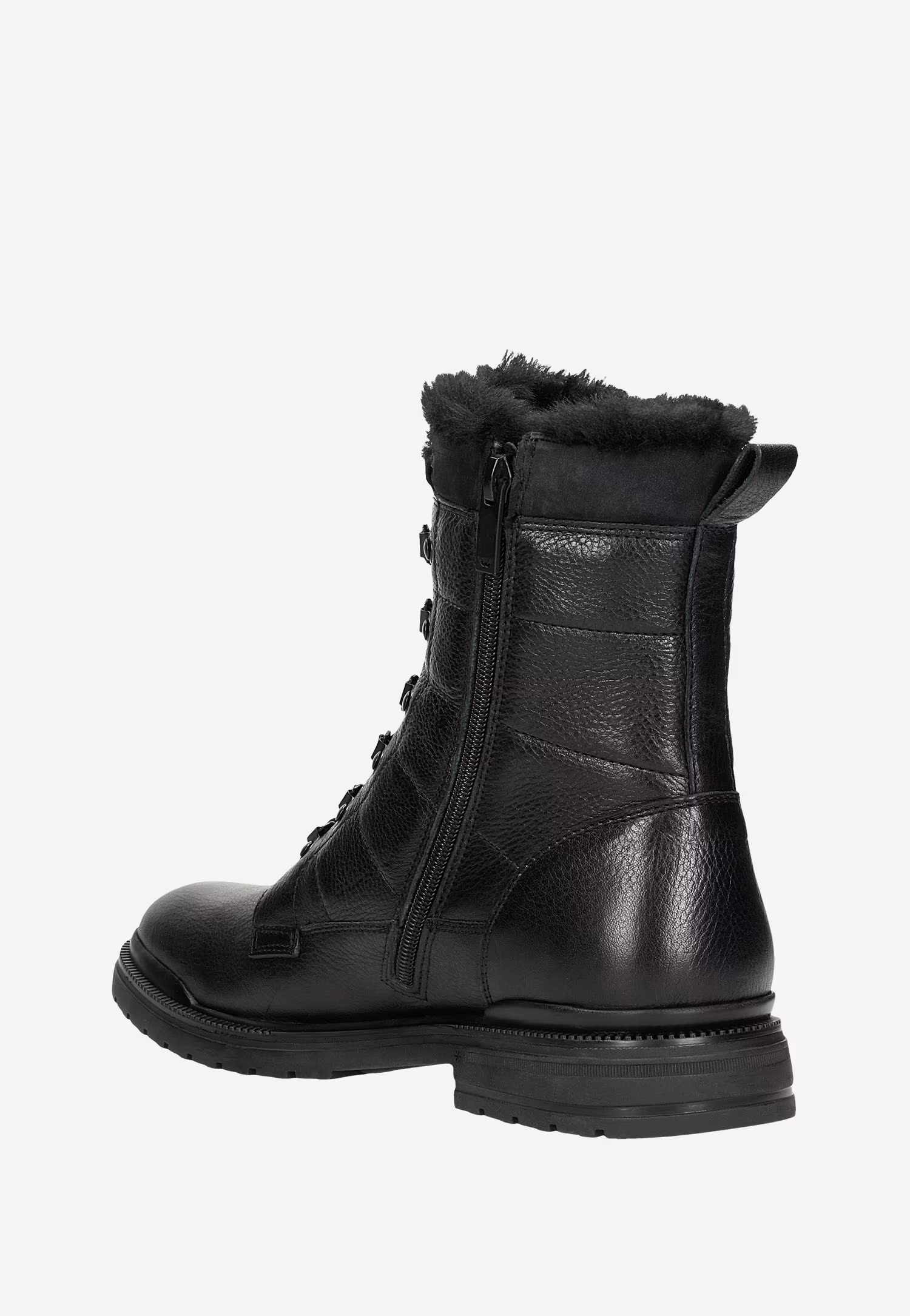 Czarne zimowe trzewiki męskie z ociepleniem