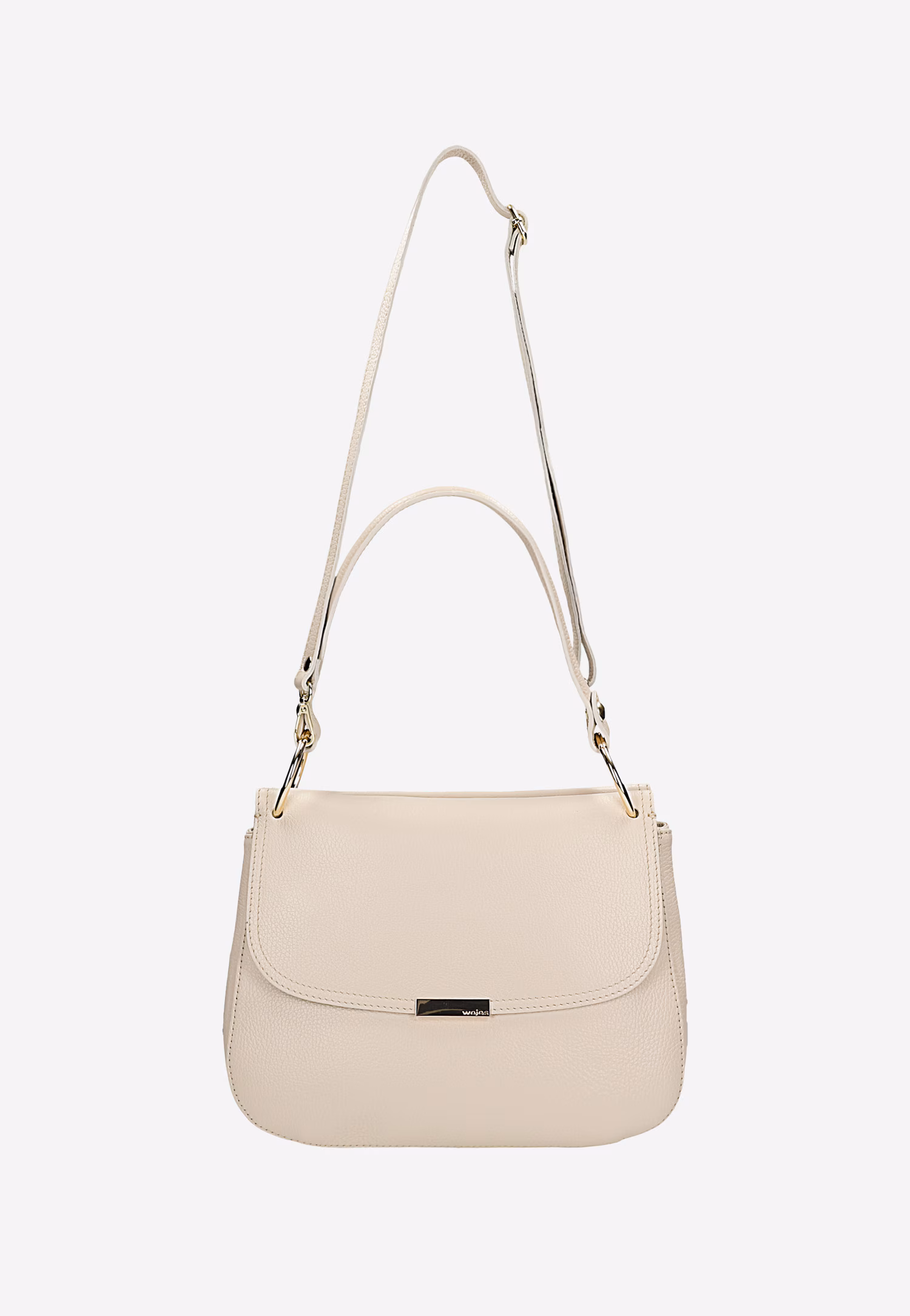 Jasnobeżowa skórzana torebka damska