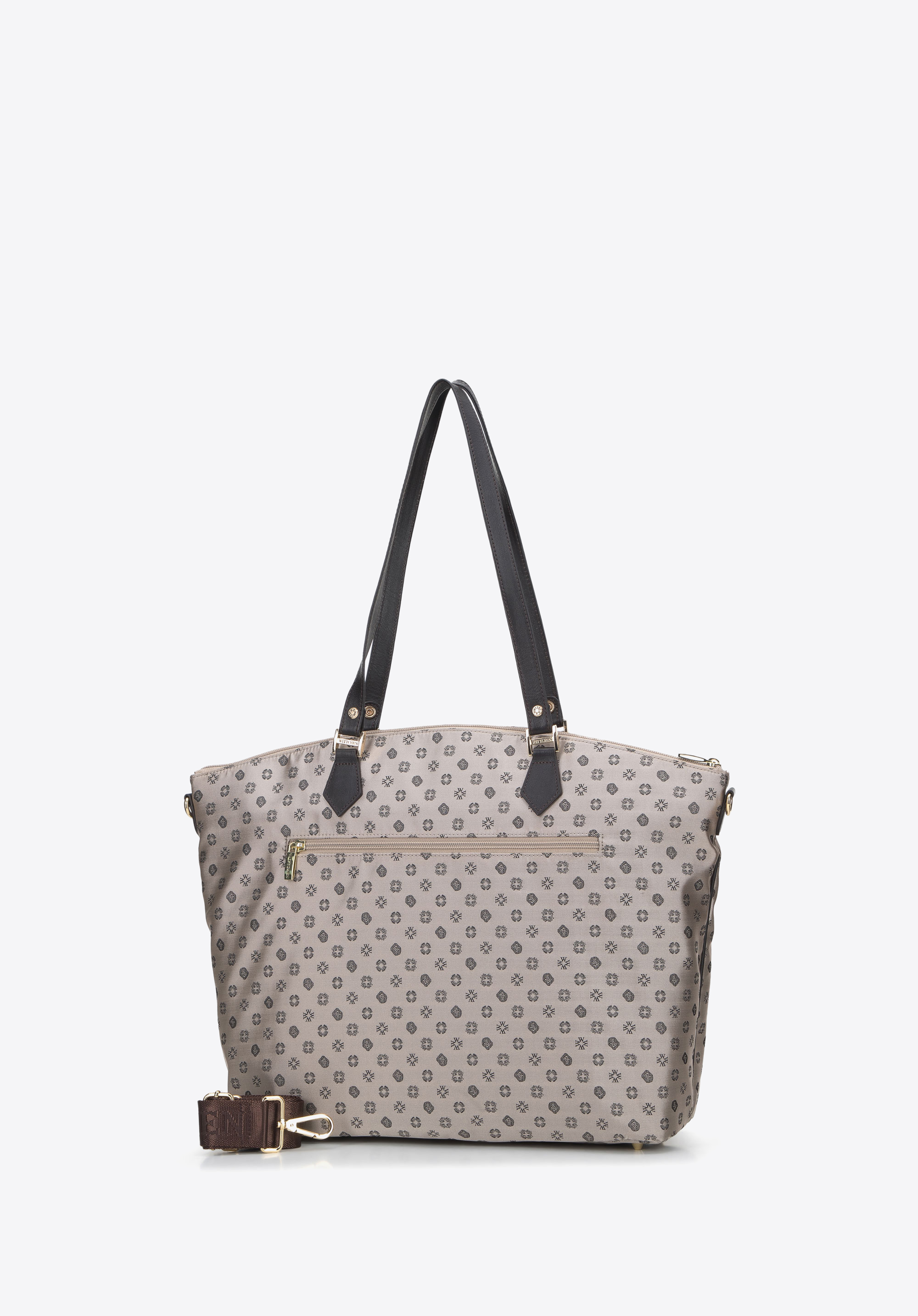 Torebka shopperka z żakardu i skóry