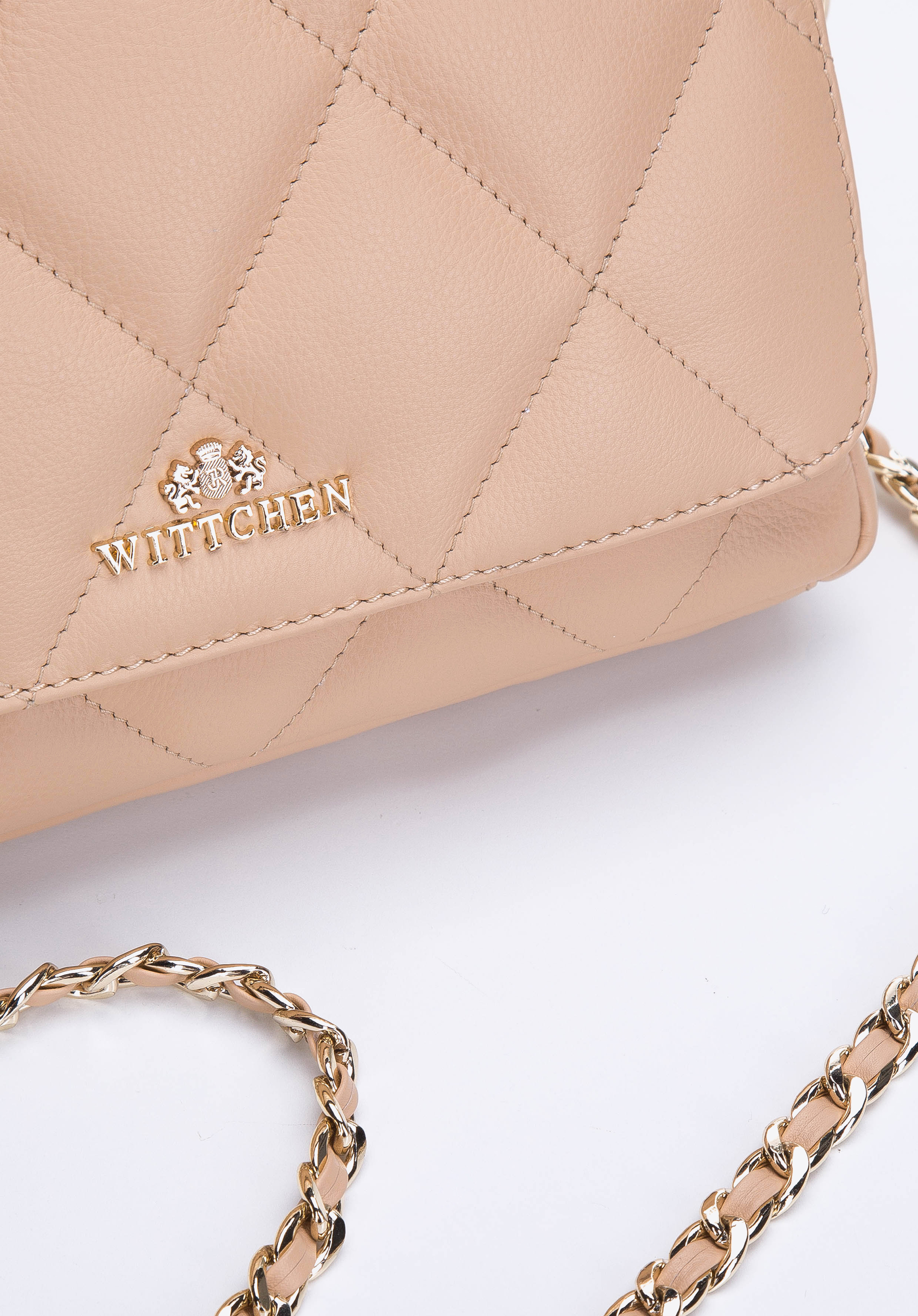 Damska listonoszka z pikowanej skóry na łańcuszku