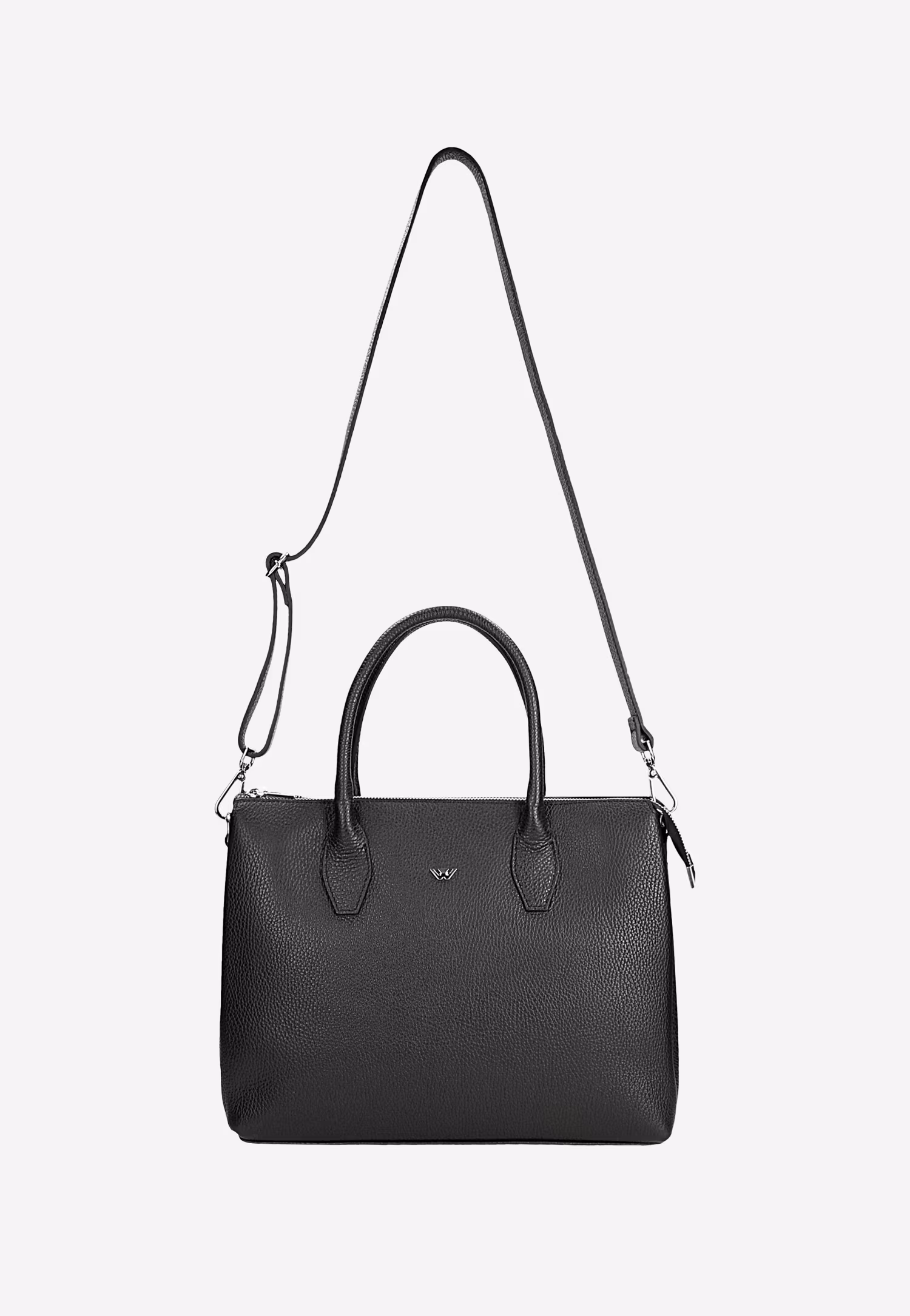 Skórzany kuferek damski w kolorze czarnym