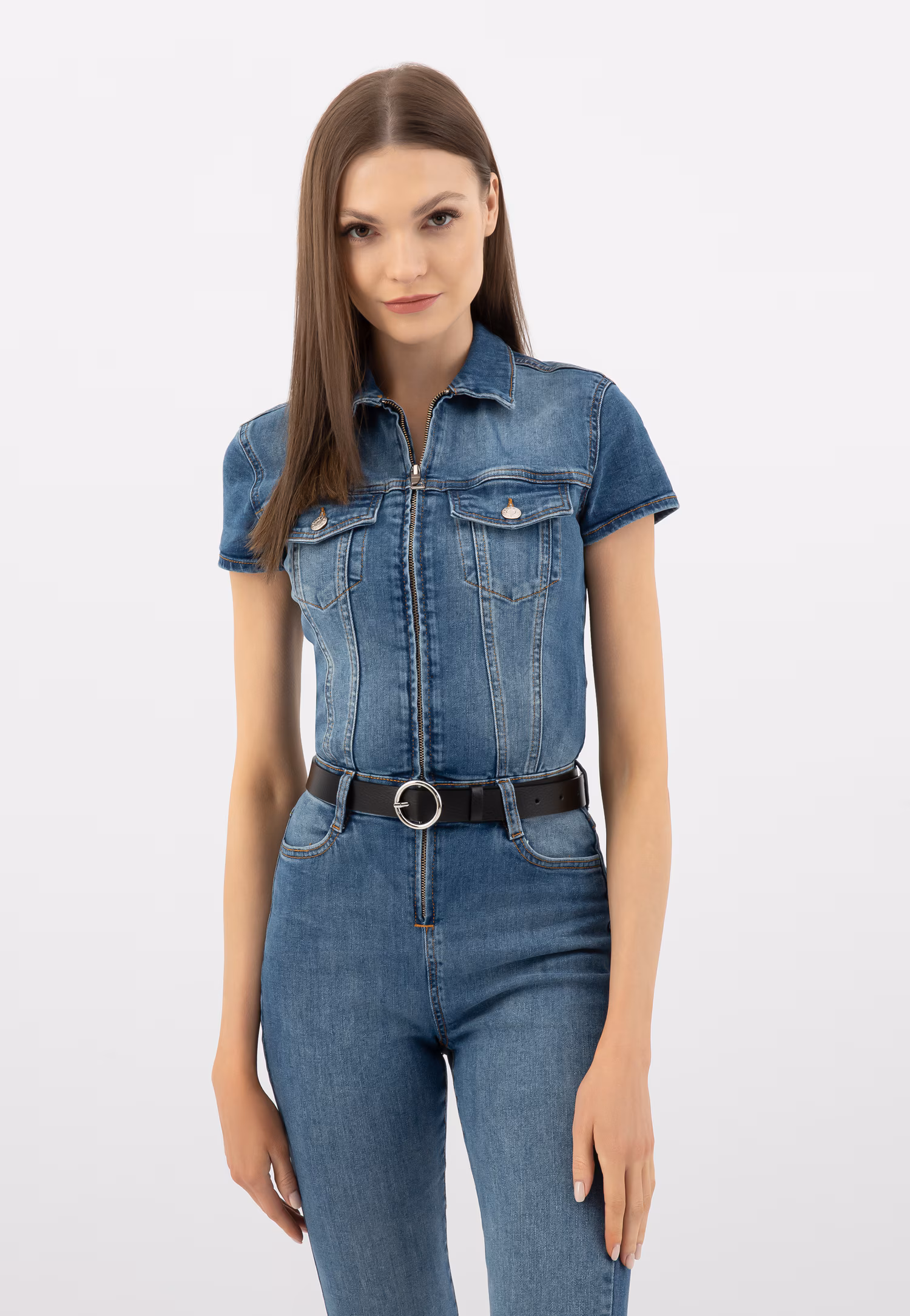 Beżowy pasek damski ze skóry licowej