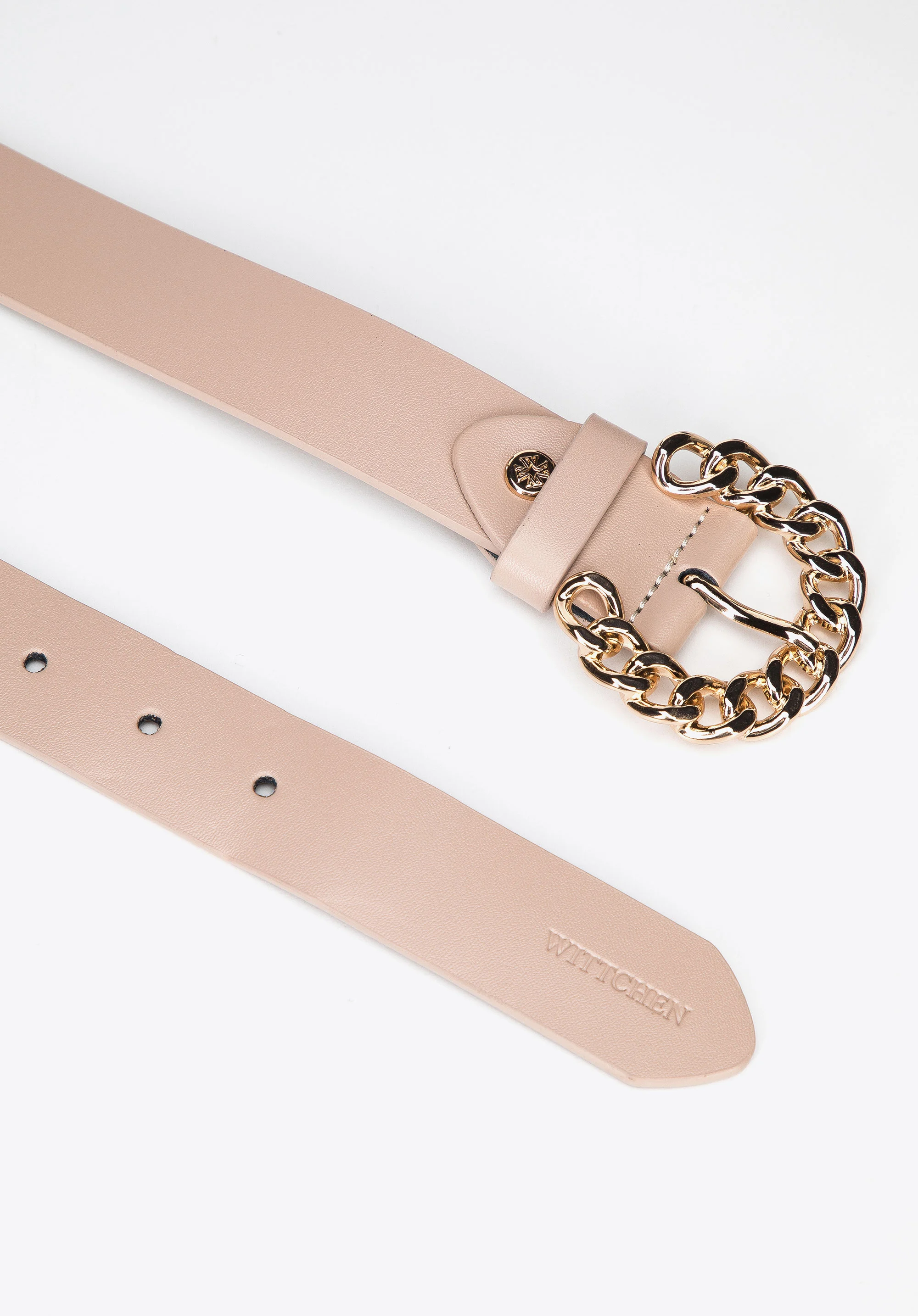 Damski pasek skórzany z klamrą w kształcie podkowy