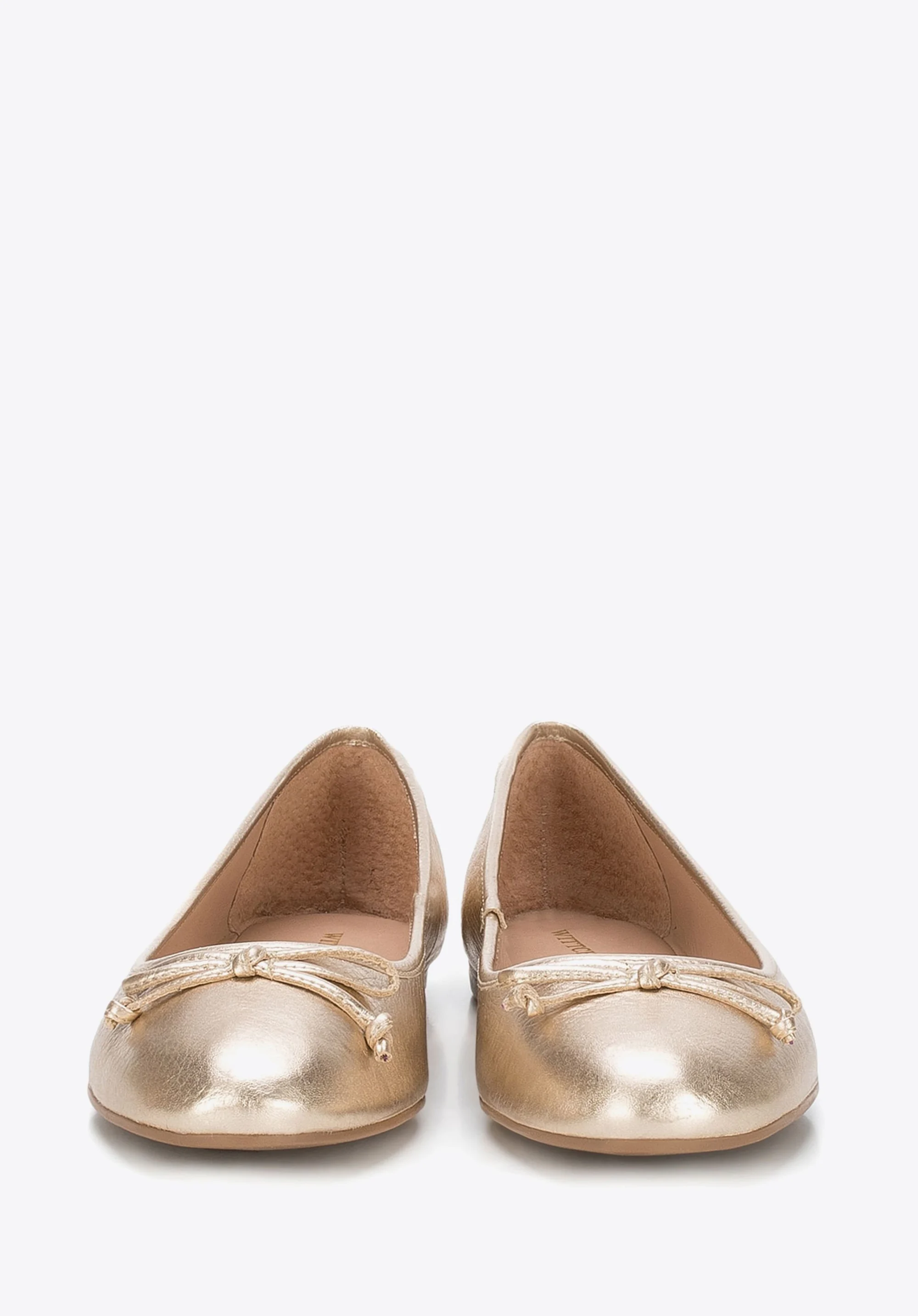 Baleriny skórzane z kokardką