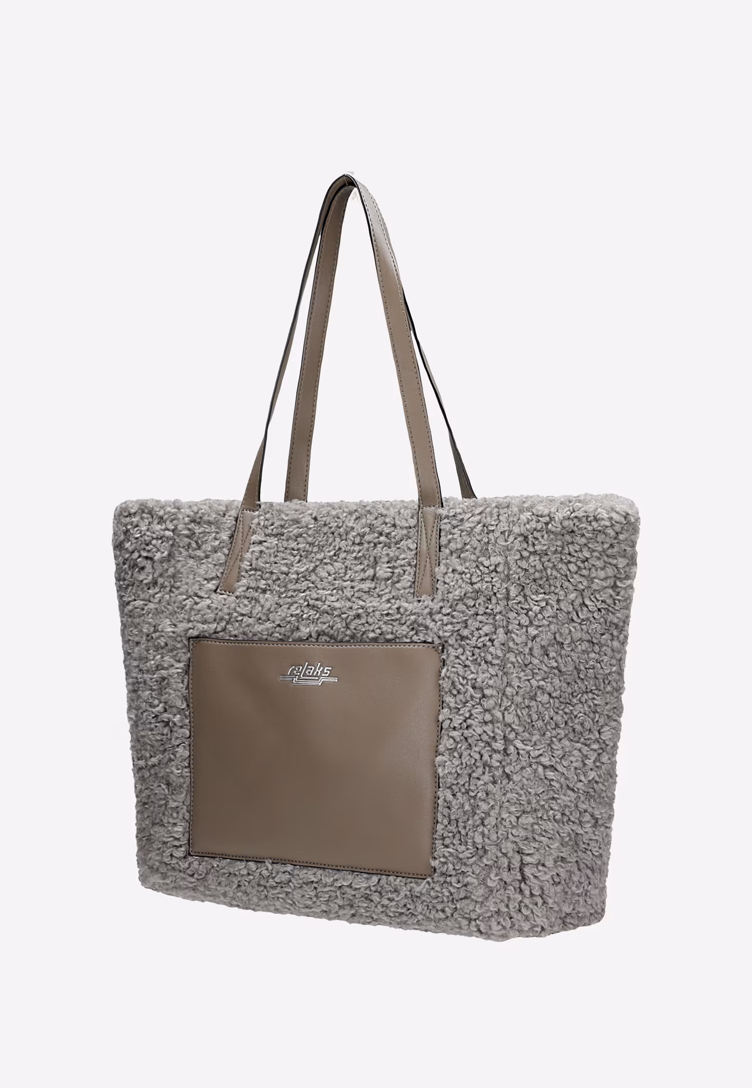 RELAKS duża czarna torebka z futerkiem typu baranek