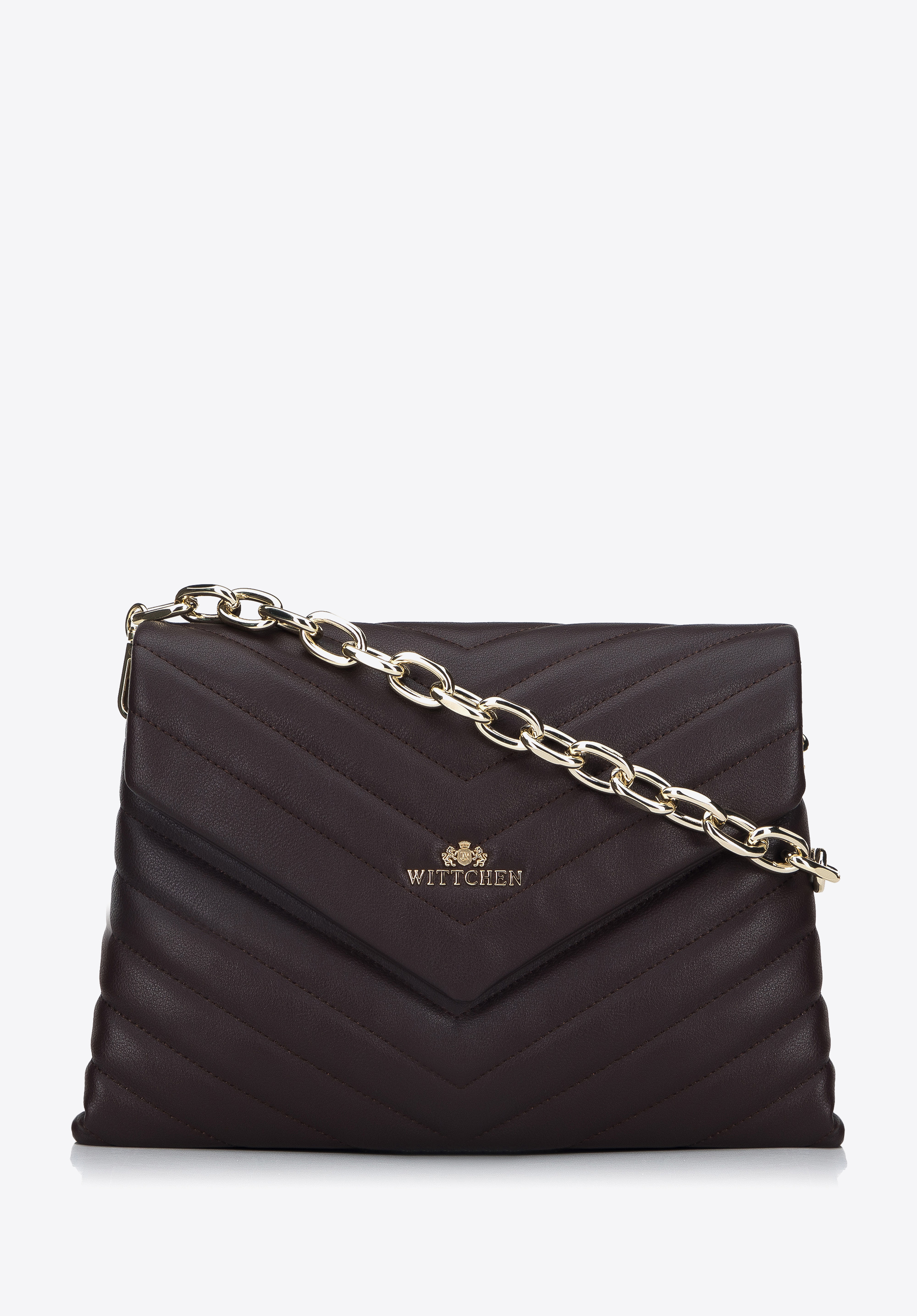 Damska torebka z pikowanej skóry na łańcuchu trapezowa