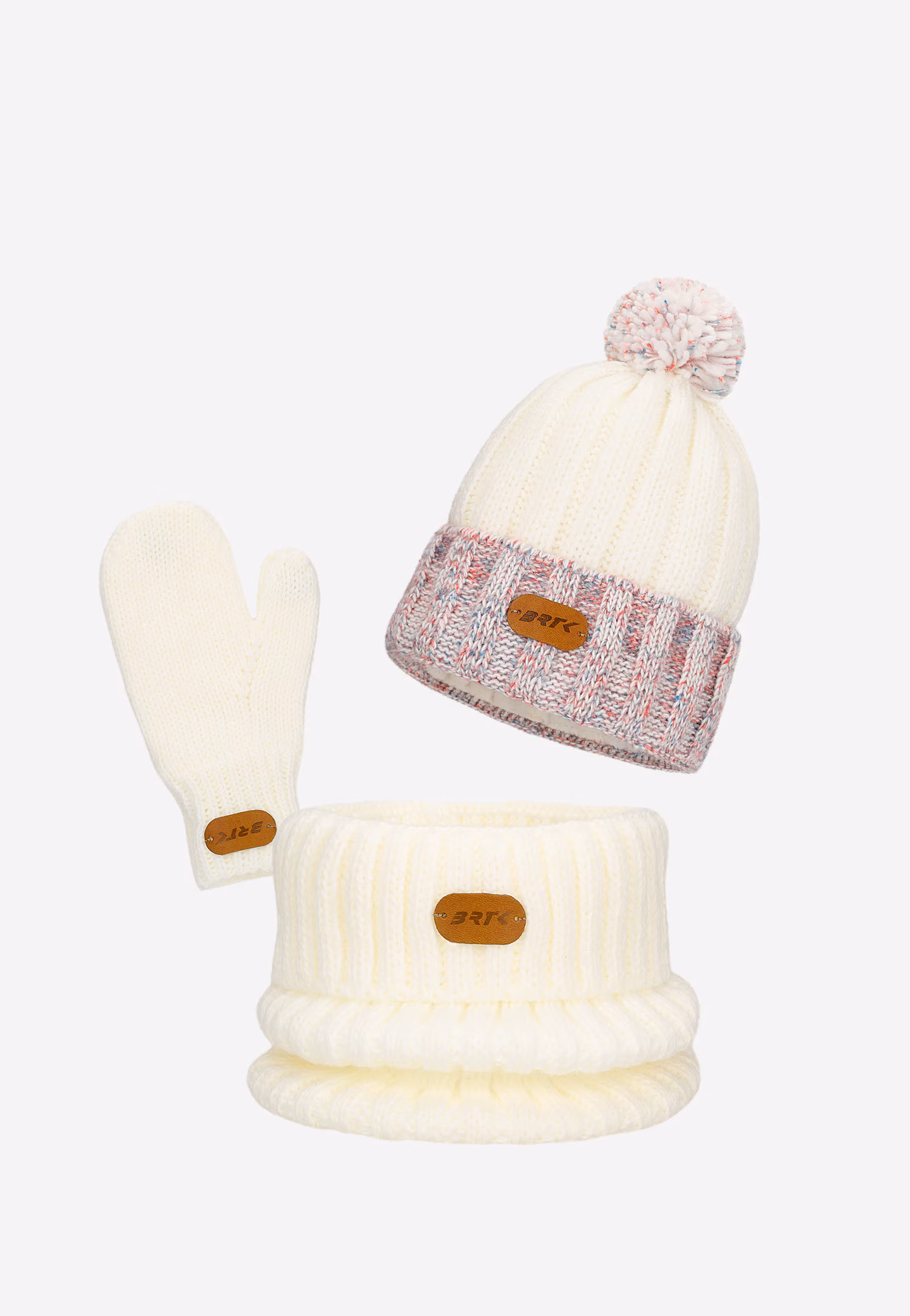 Kolorowy zestaw zimowy BARTEK 85600-16 czapka + komin + rękawiczki