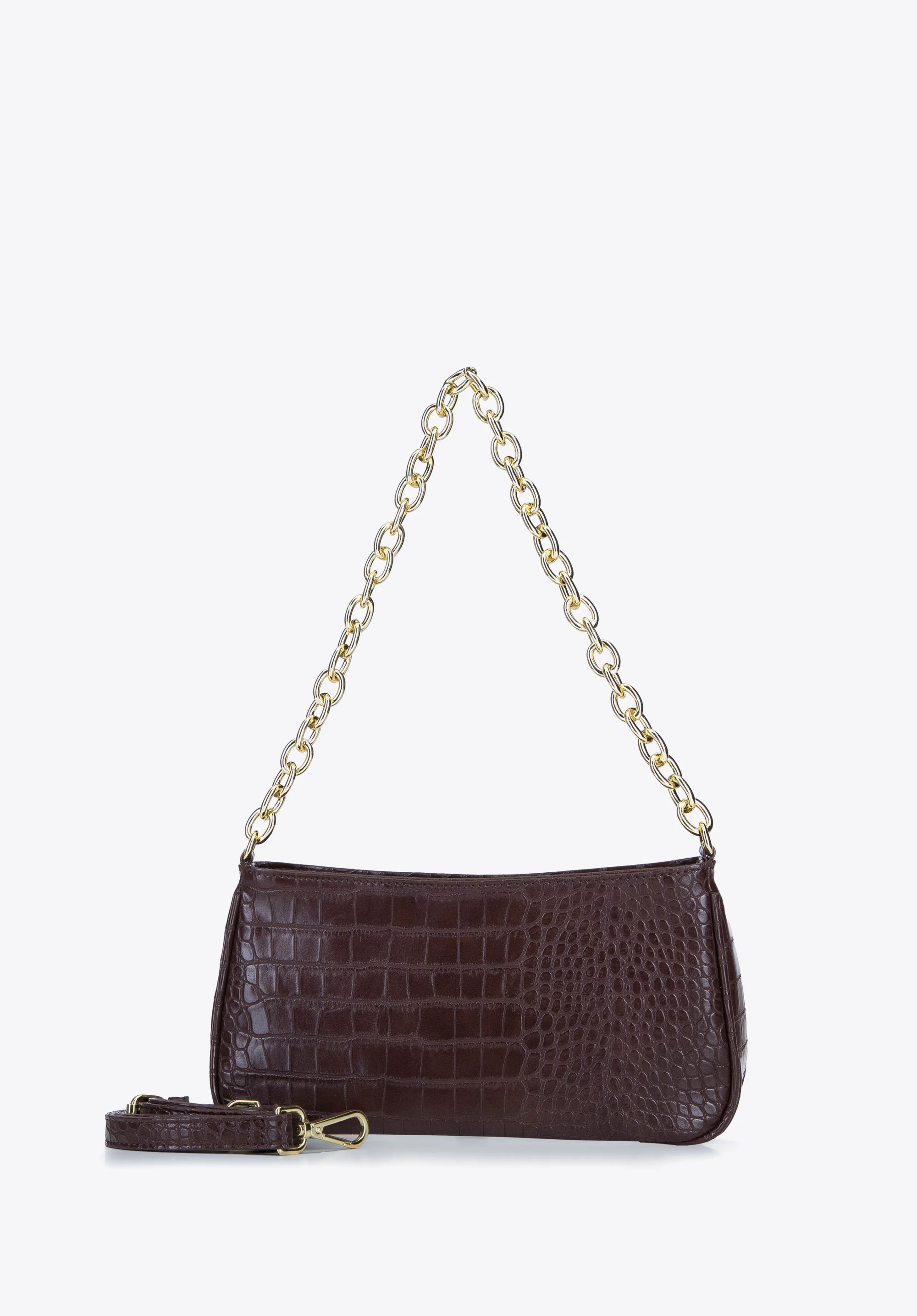 Damska torebka typu baguette na łańcuszku