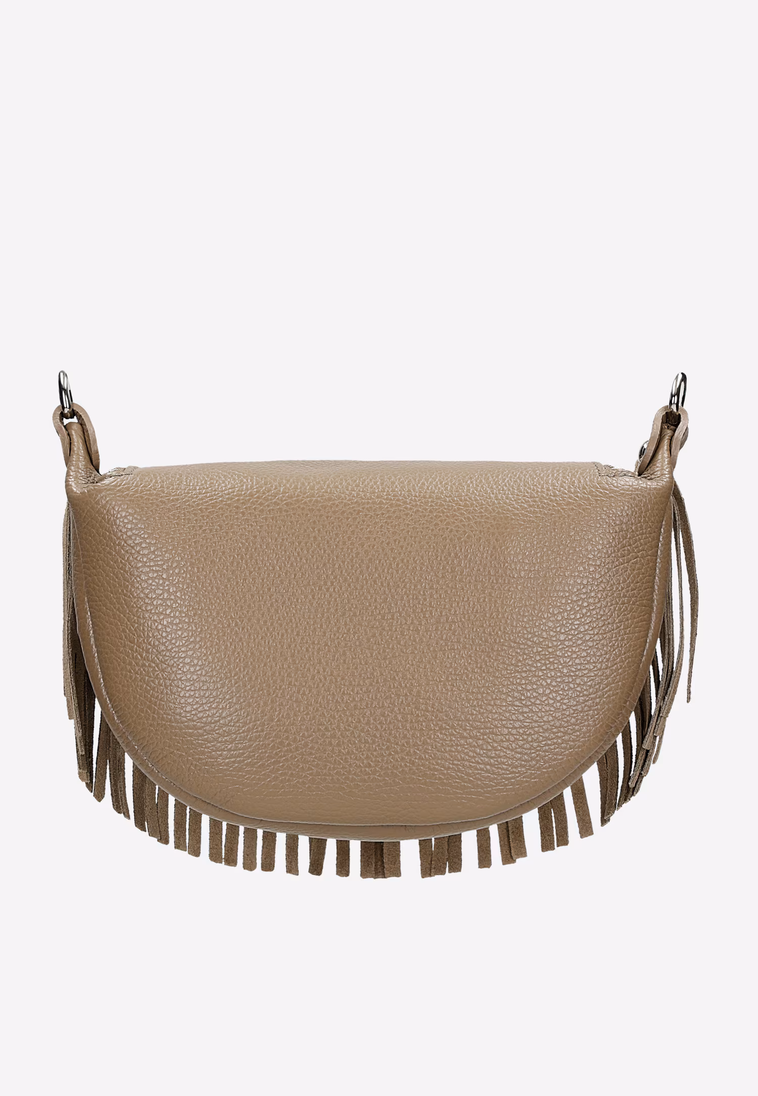 Brązowa nerka damska z frędzlami