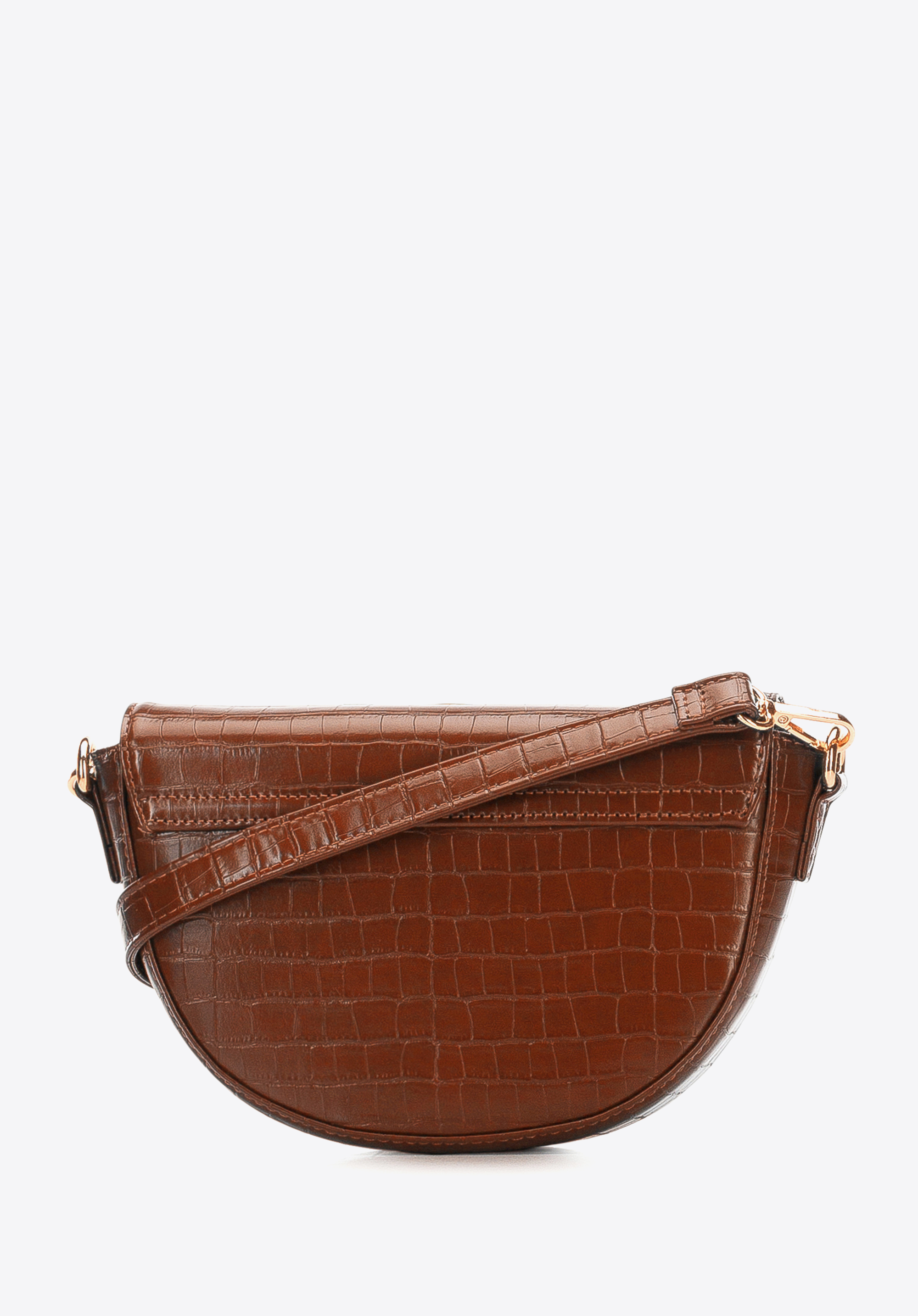 Damska listonoszka z ekoskóry croco z ozdobnym paskiem