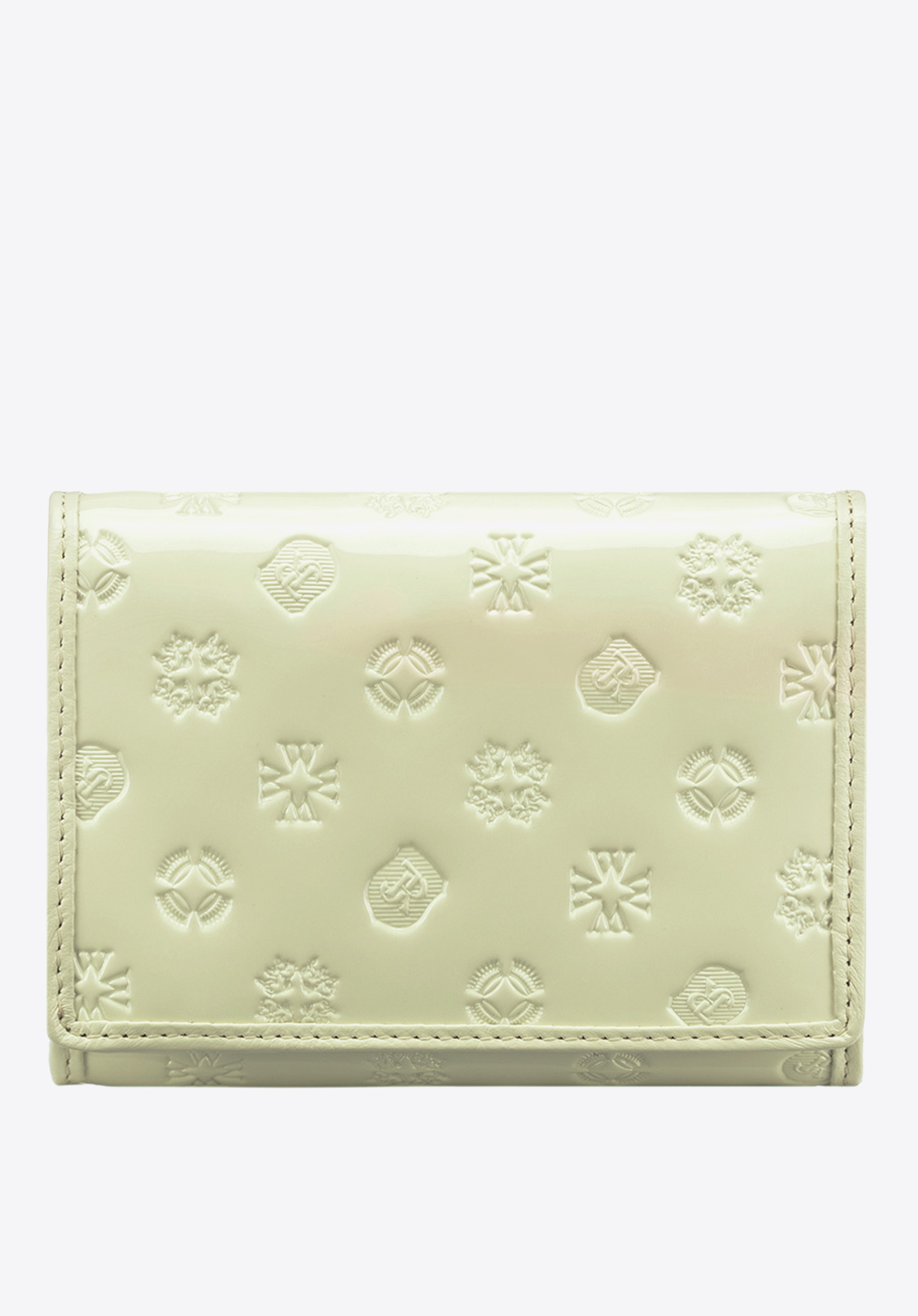 Damski portfel z lakierowanej skóry z monogramem mały