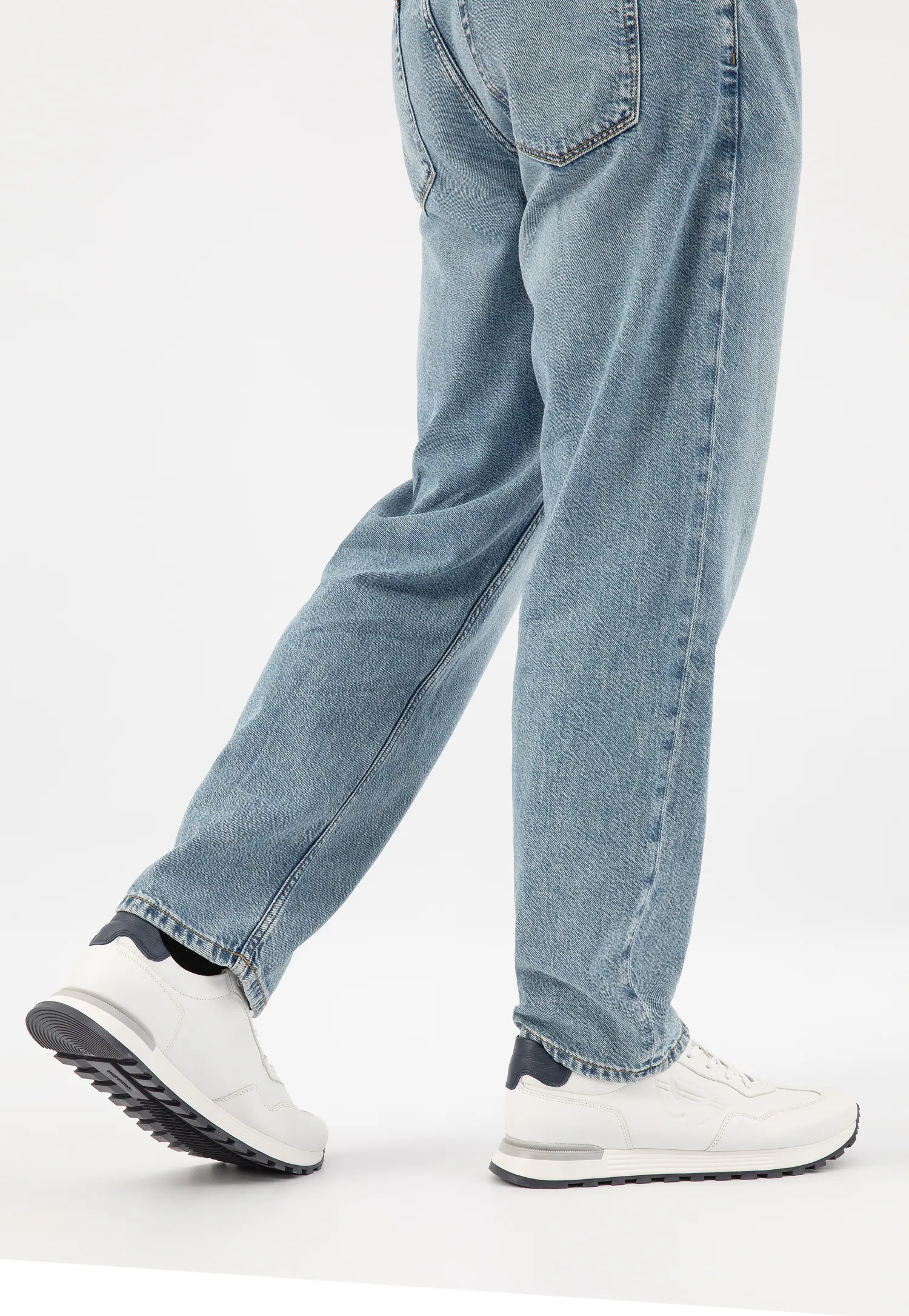 Jasnobrązowe sneakersy męskie ze skóry licowej