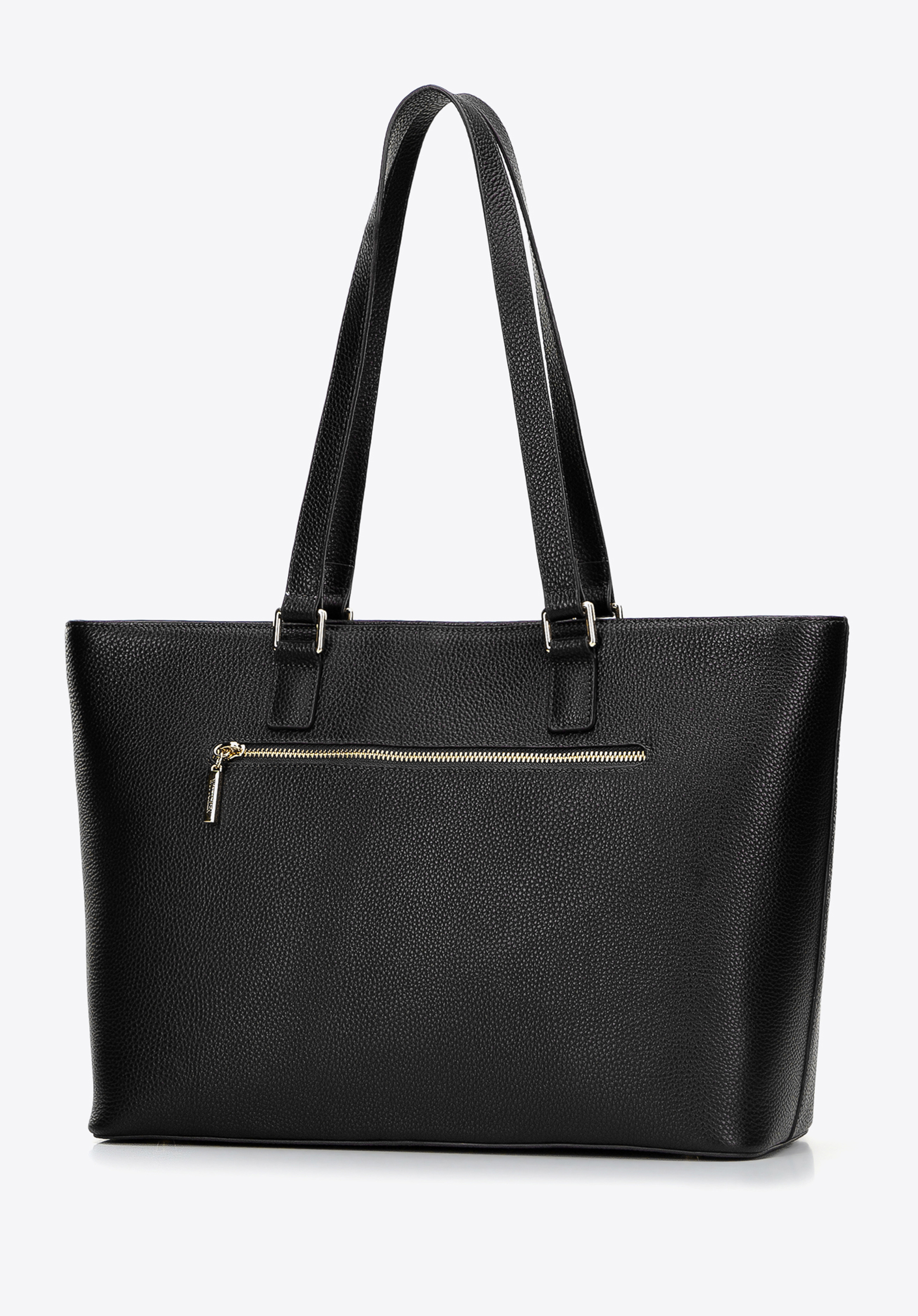 Torebka shopperka ze skóry z kieszenią z przodu