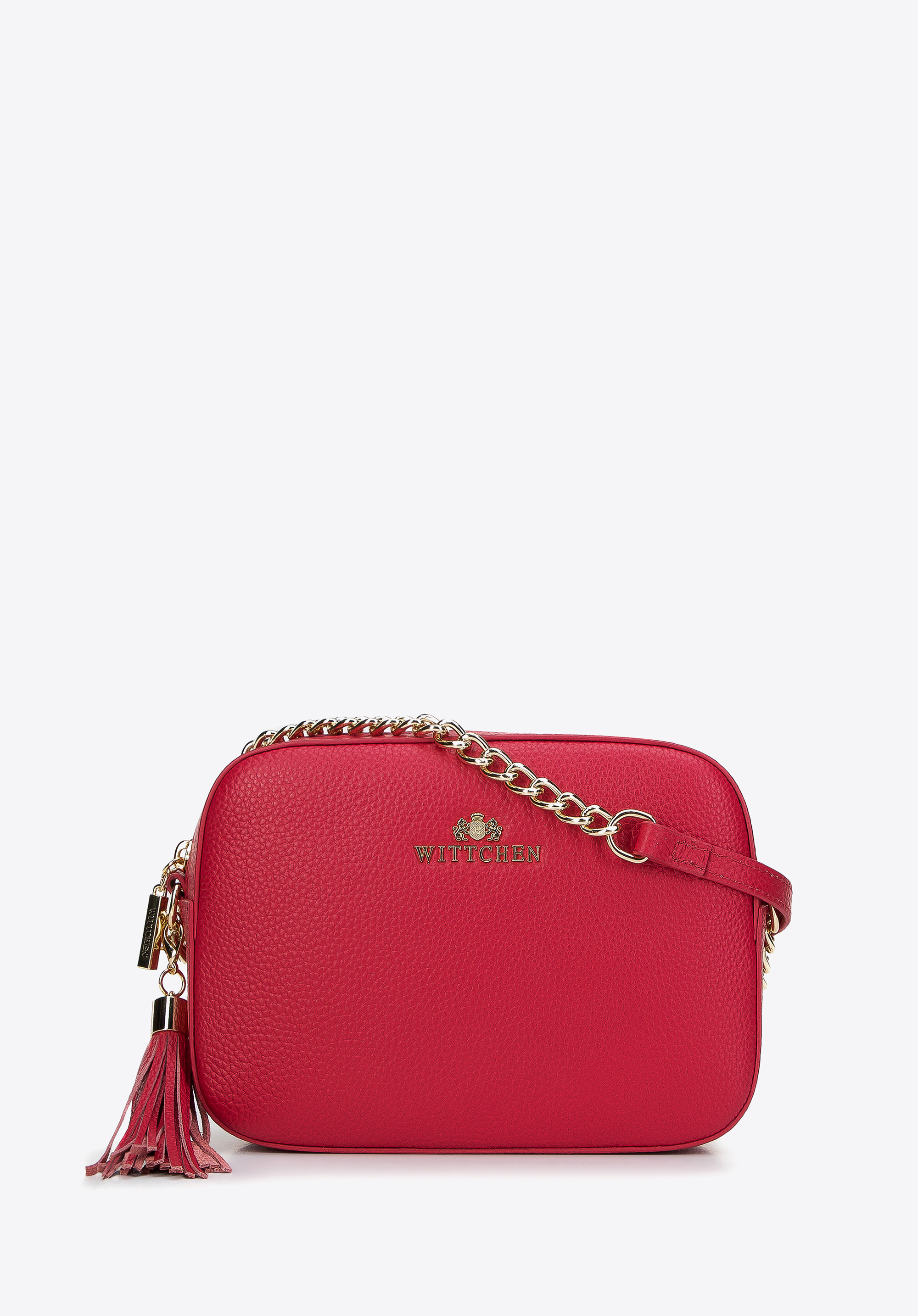 Damska listonoszka skórzana pudełkowa na łańcuszku