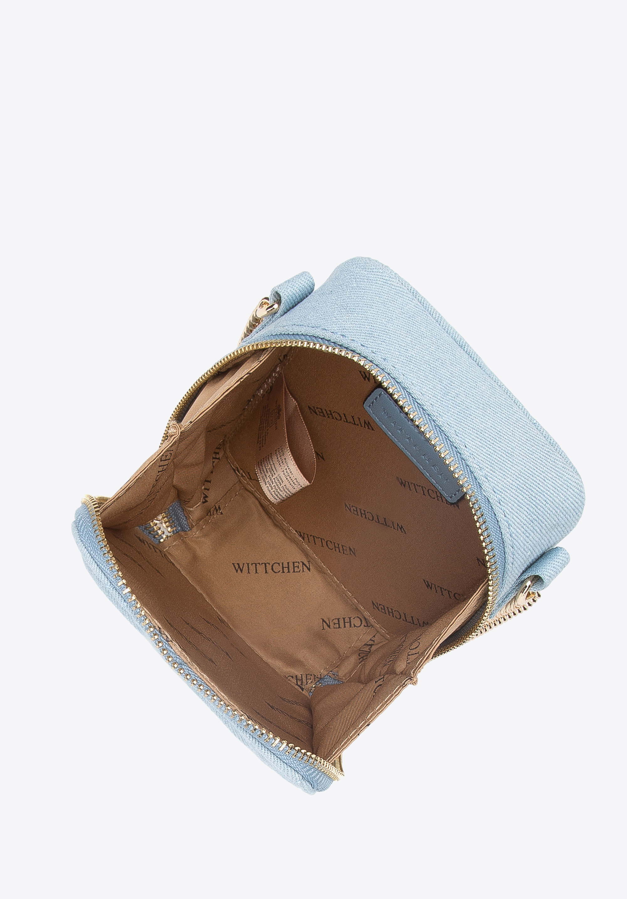 Damska minitorebka z pikowanego dżinsu na łańcuszku