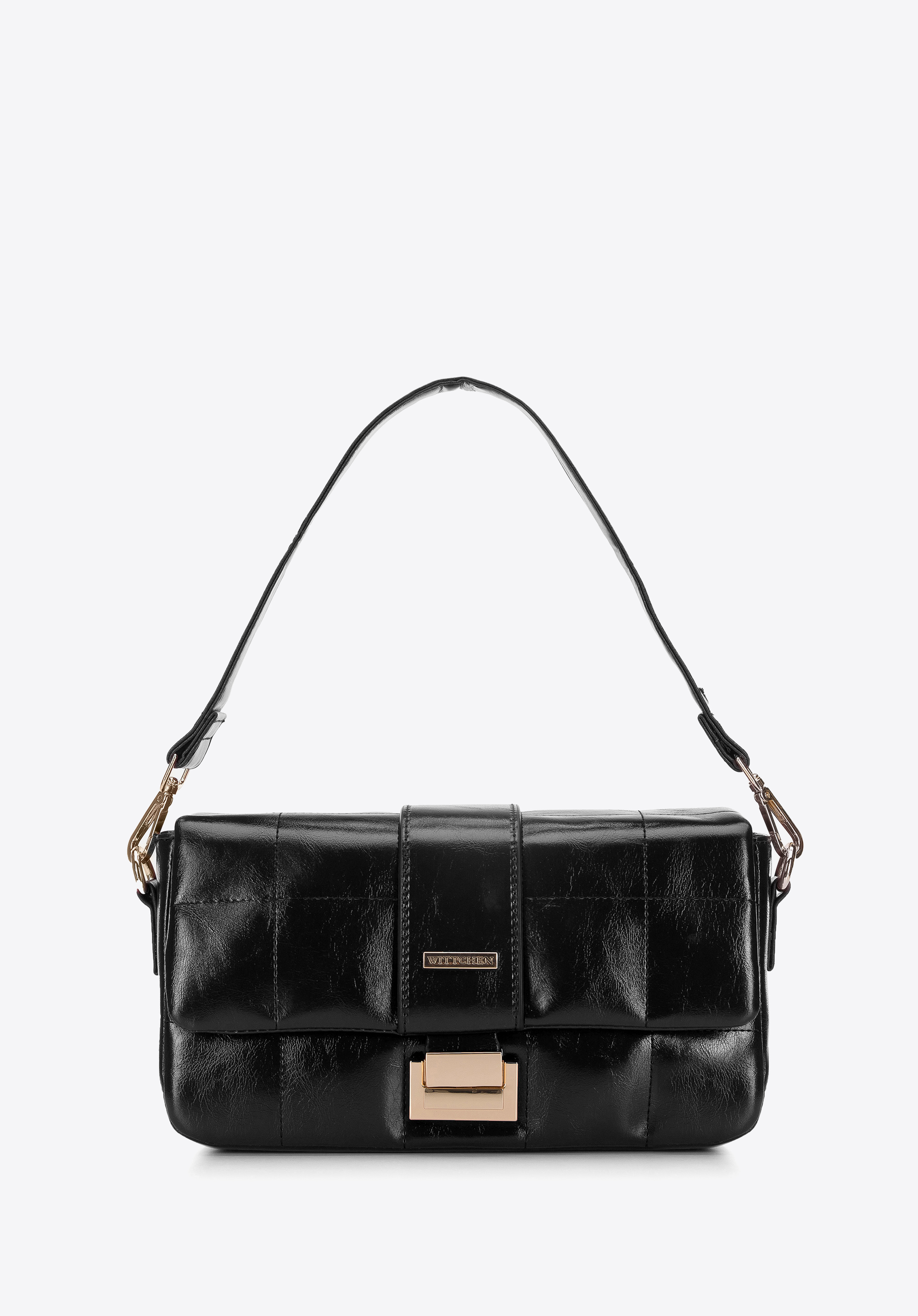 Damska torebka z błyszczącej pikowanej ekoskóry