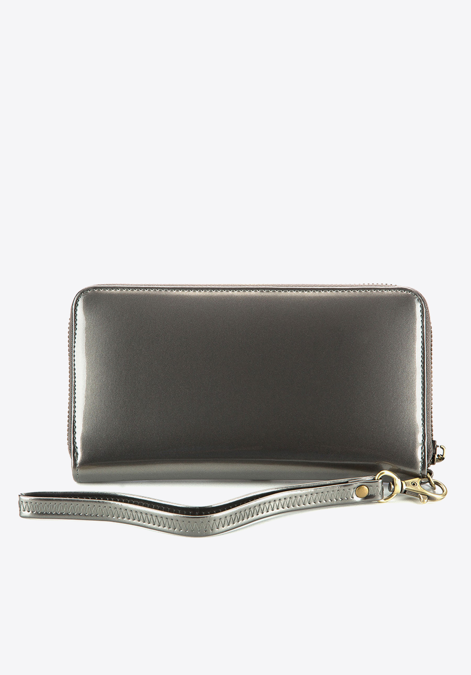 Damski portfel skórzany lakierowany na zamek