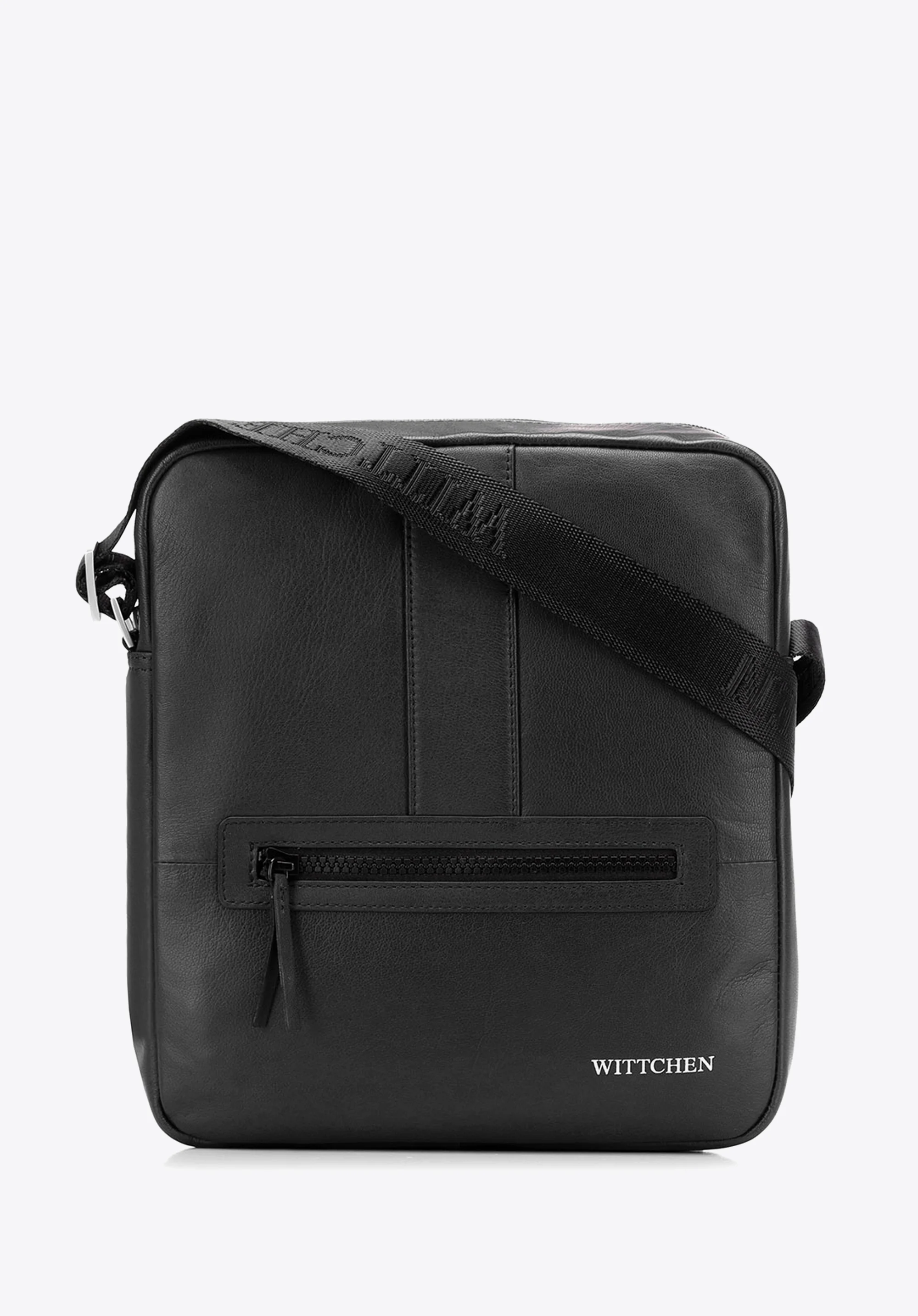 Męska listonoszka skórzana stębnowana średnia