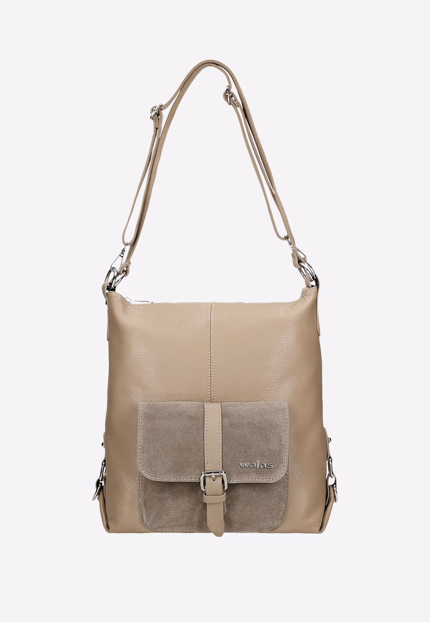 Beżowa skórzana torebka plecak 2w1